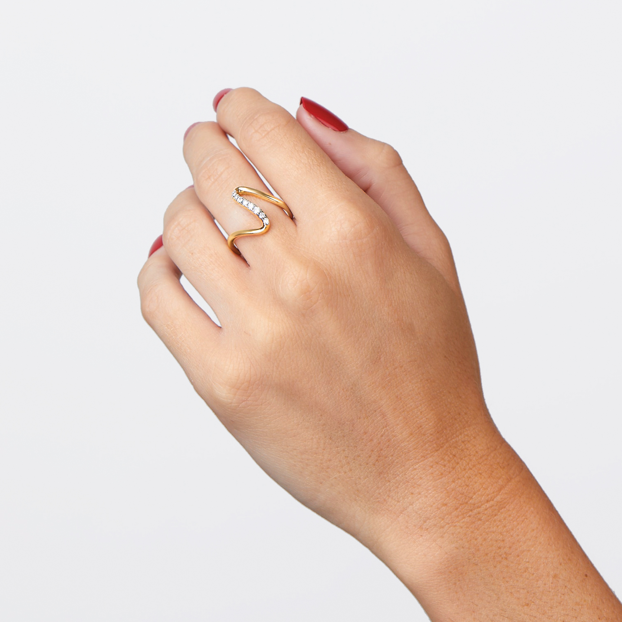 25 ct. t.w. Diamond Wave Ring in 18kt Gold Over Sterling | Ross Simons