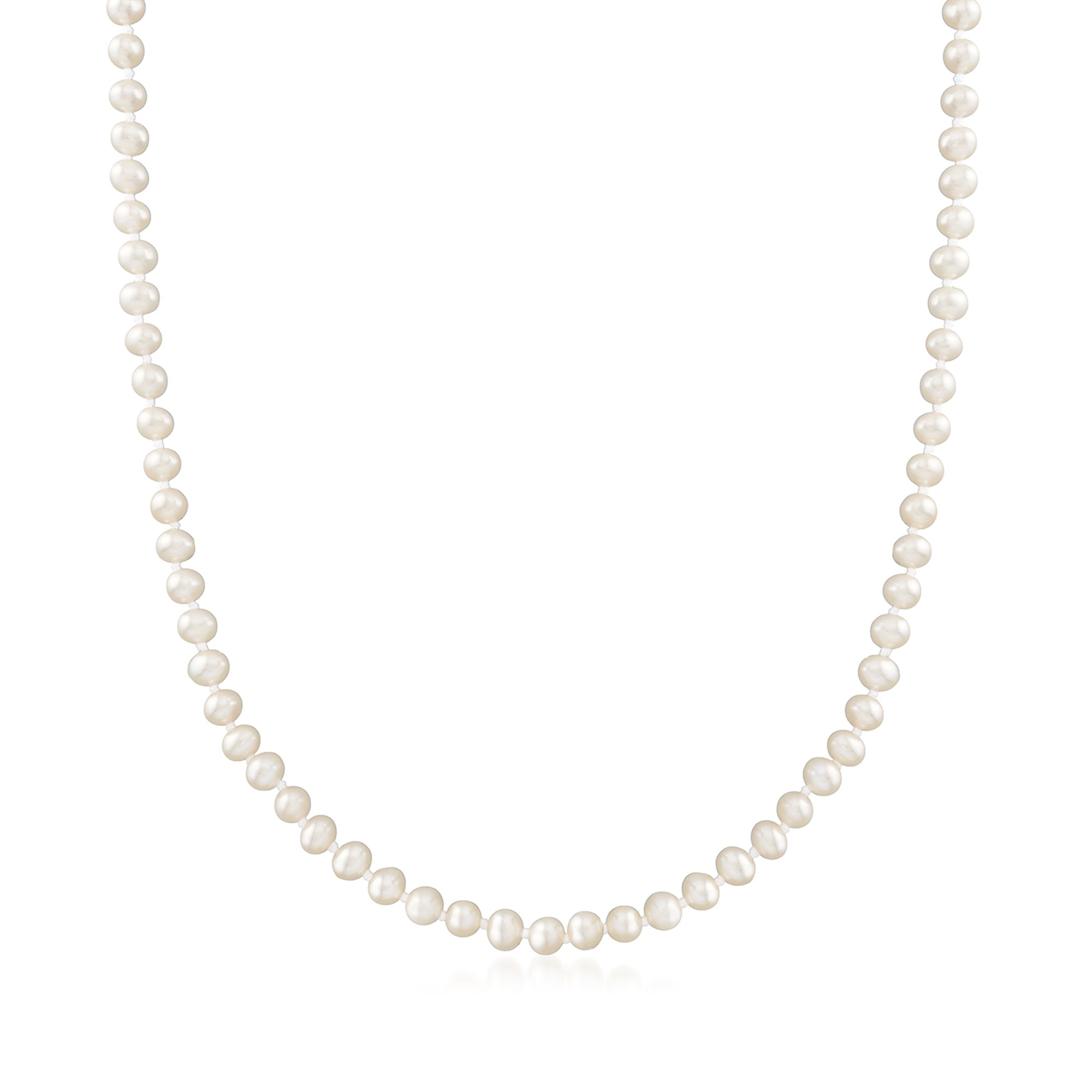 4-4.5mm Cultured Pearl Necklace in 14kt Yellow Gold | Ross Simons