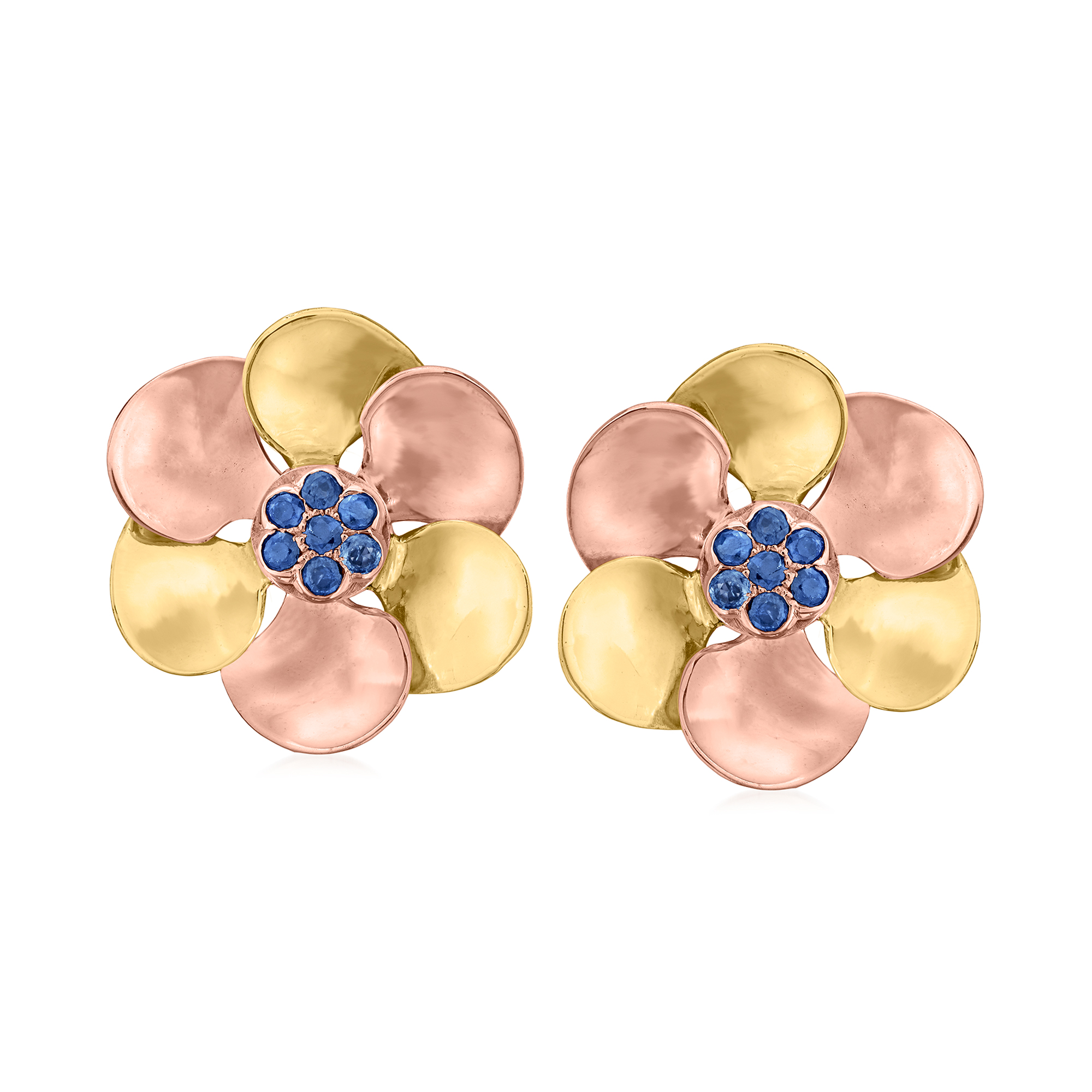 C. 1940 Vintage .70 ct. t.w. Sapphire Flower Clip-On Earrings in