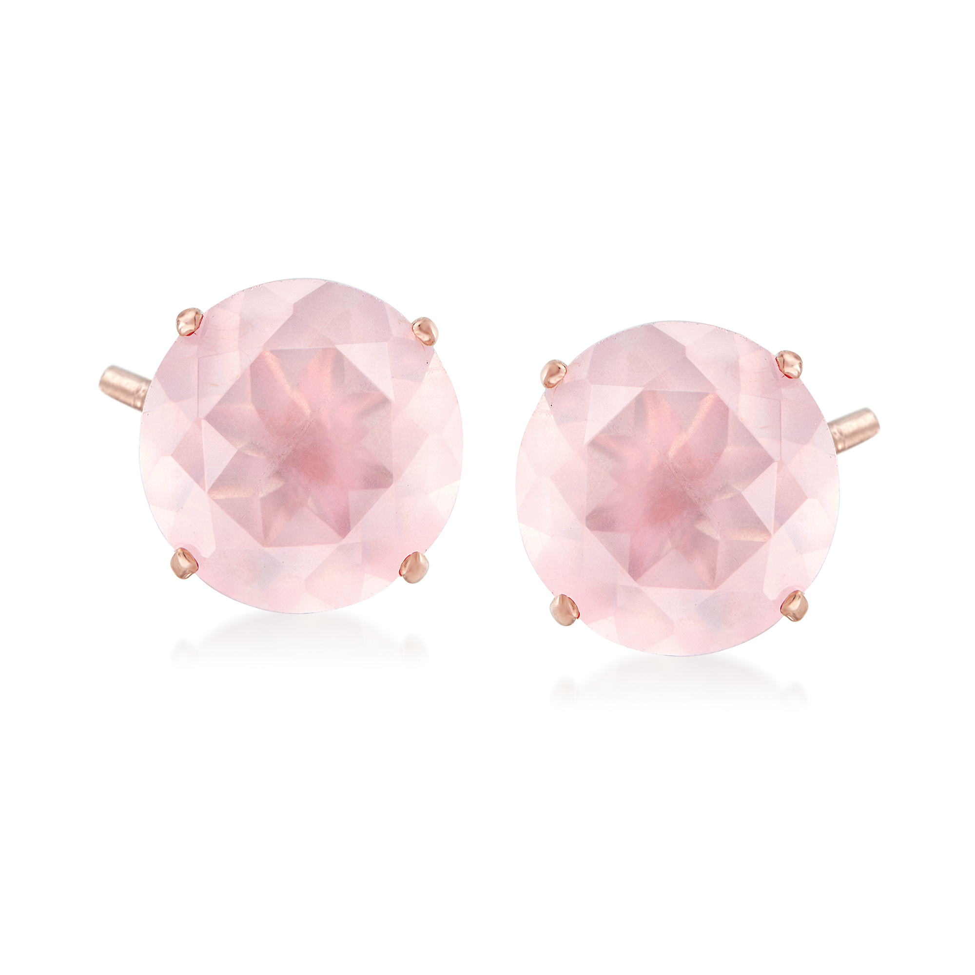 Rose Quartz post / stud Earrings Sterling Silver Free Ship in USA ! 1 Pair 