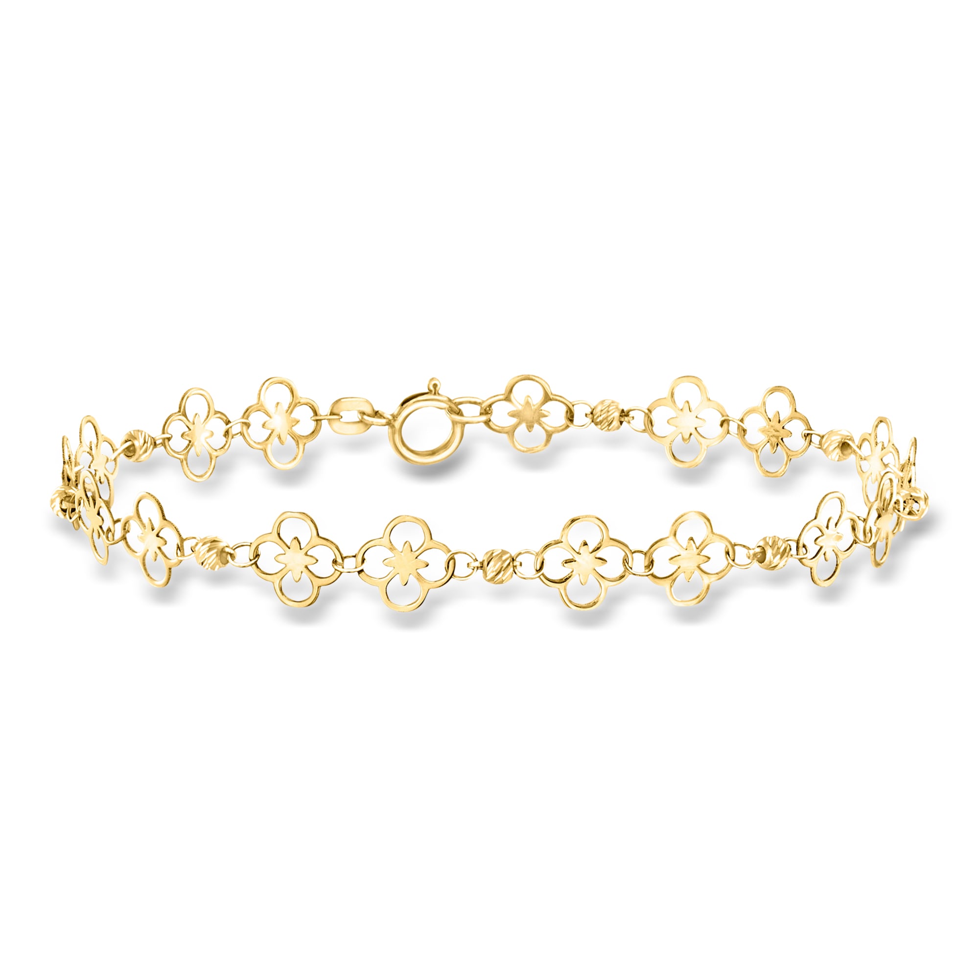 Italian 10kt Yellow Gold Floral Ricami Bead Station Bracelet
