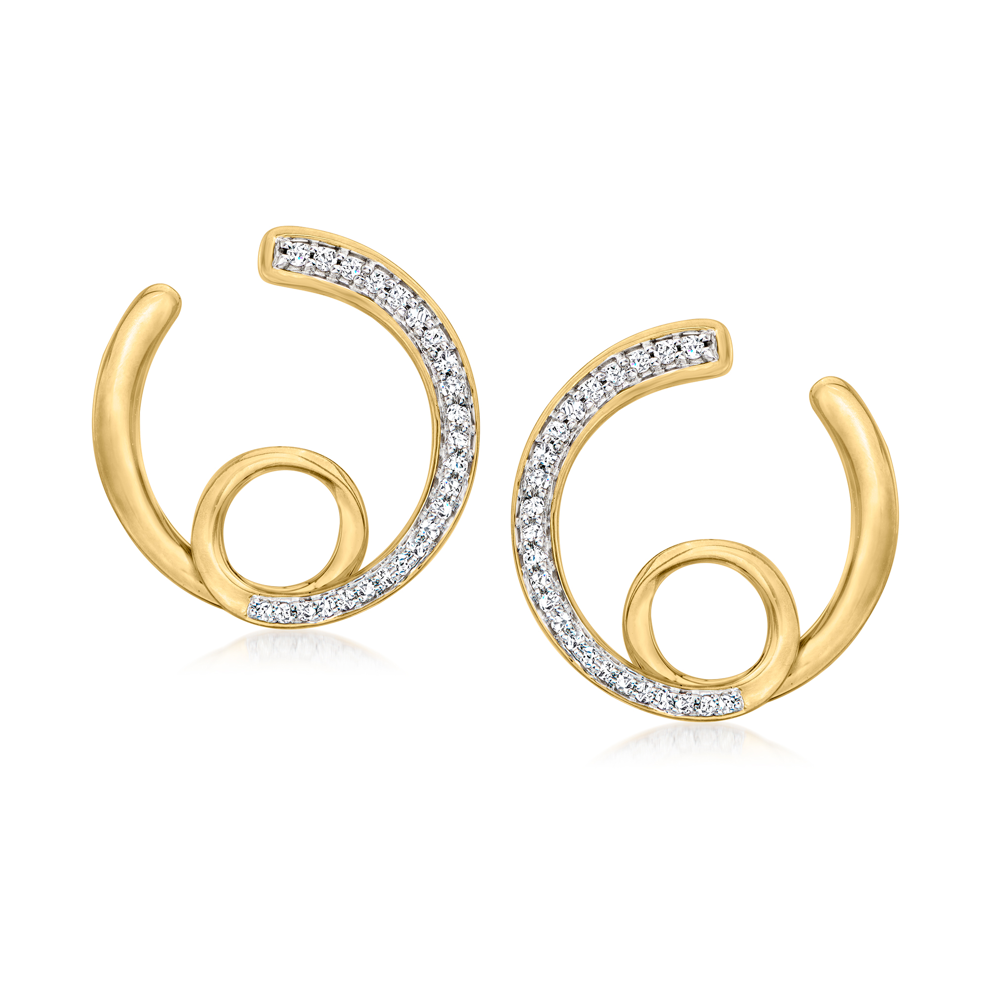 25 ct. t.w. Diamond Swirl Earrings in 18kt Gold Over Sterling