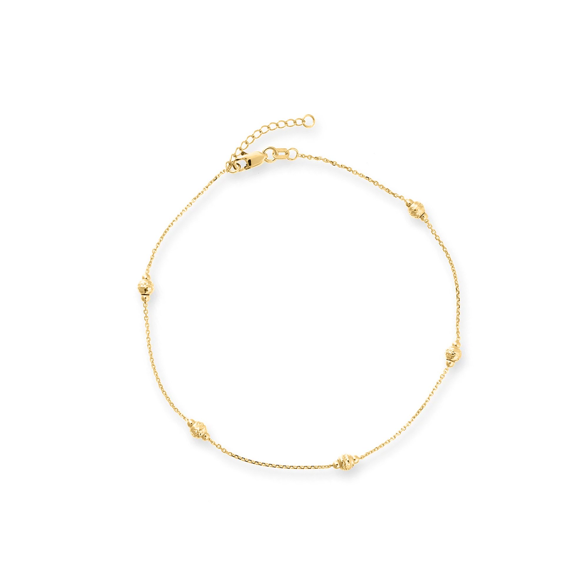 14kt Yellow Gold DiamondCut Bead Anklet RossSimons