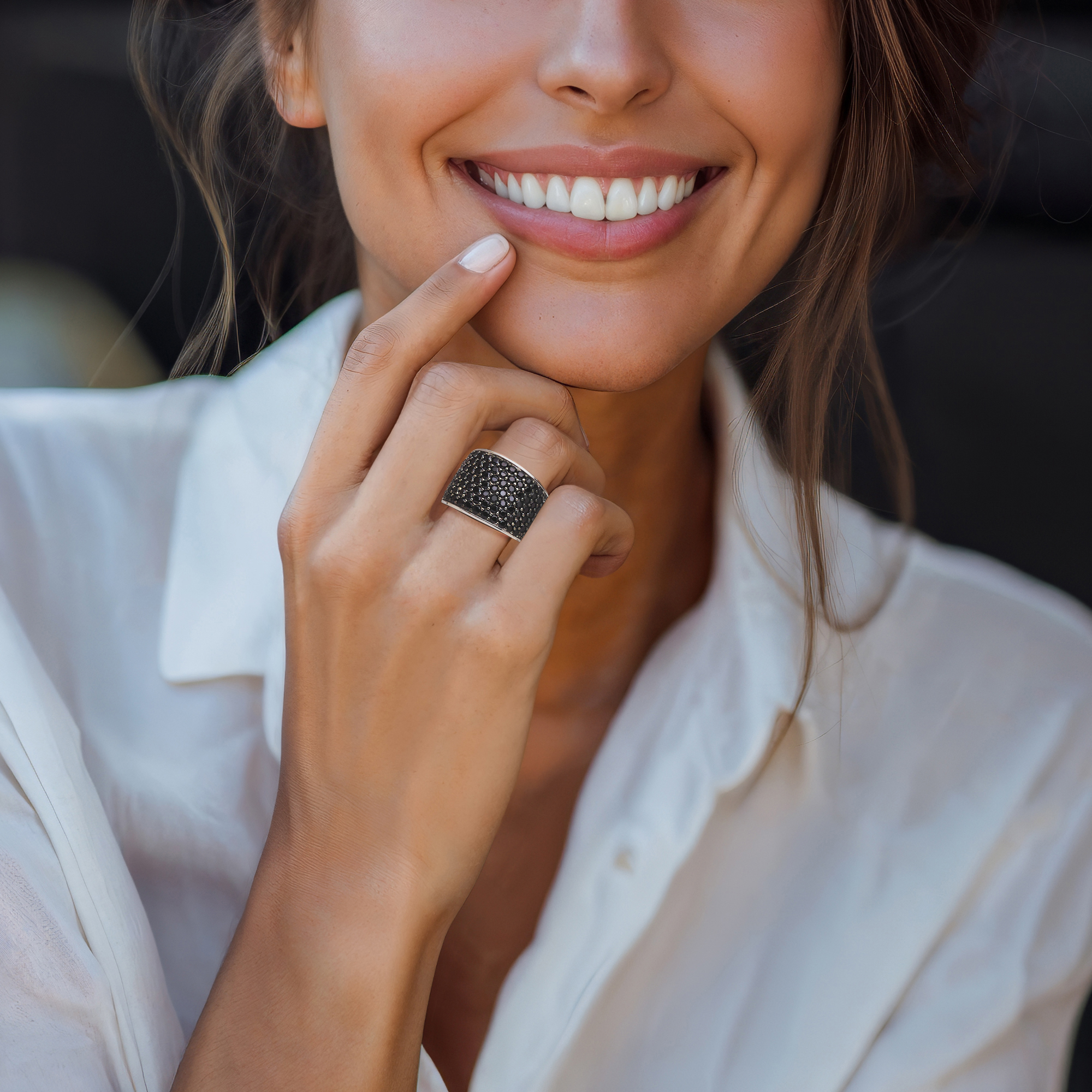 Black Spinel Square Ring / Gold| Fauvirame（フォーヴィレイム）