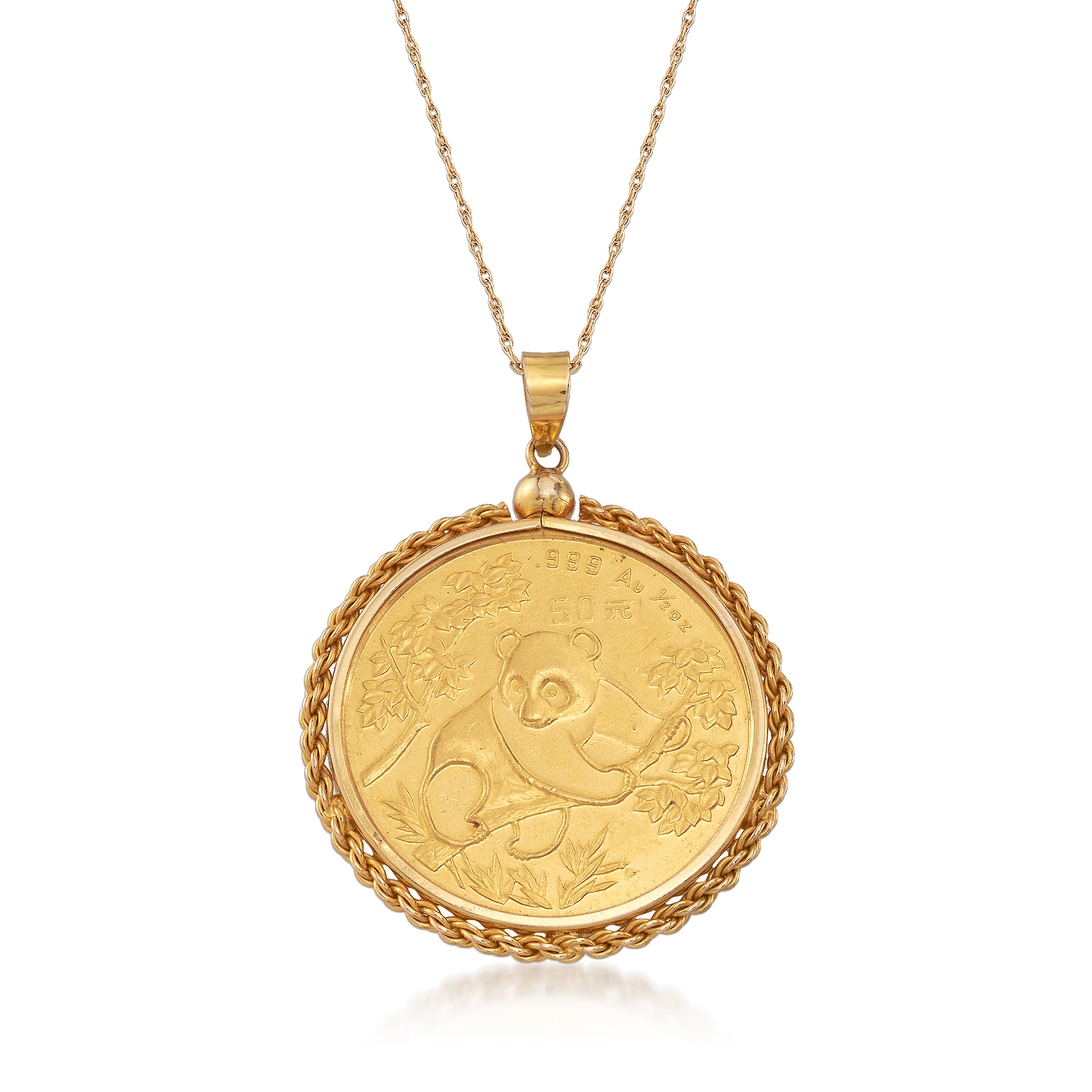 Amazon.com: 2017 Chinese 10 Yuan Panda 1 Gram .999 Fine Gold Coin Necklace  - 12K Solid Rose Gold Bezel & 14K Solid Rose Gold Chain : Handmade Products