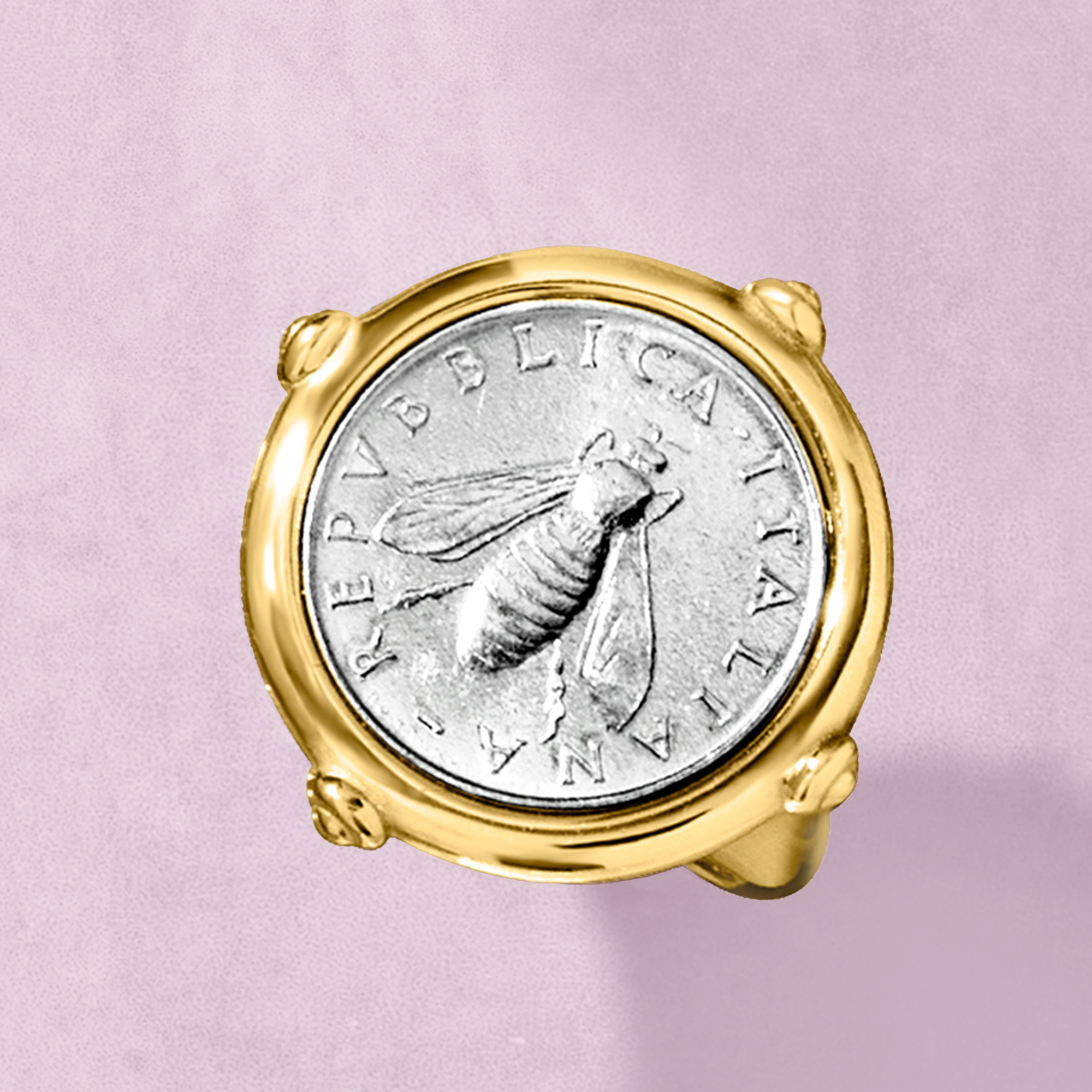 Italian 18kt Gold Over Sterling Genuine Two-Lira Bumblebee Coin