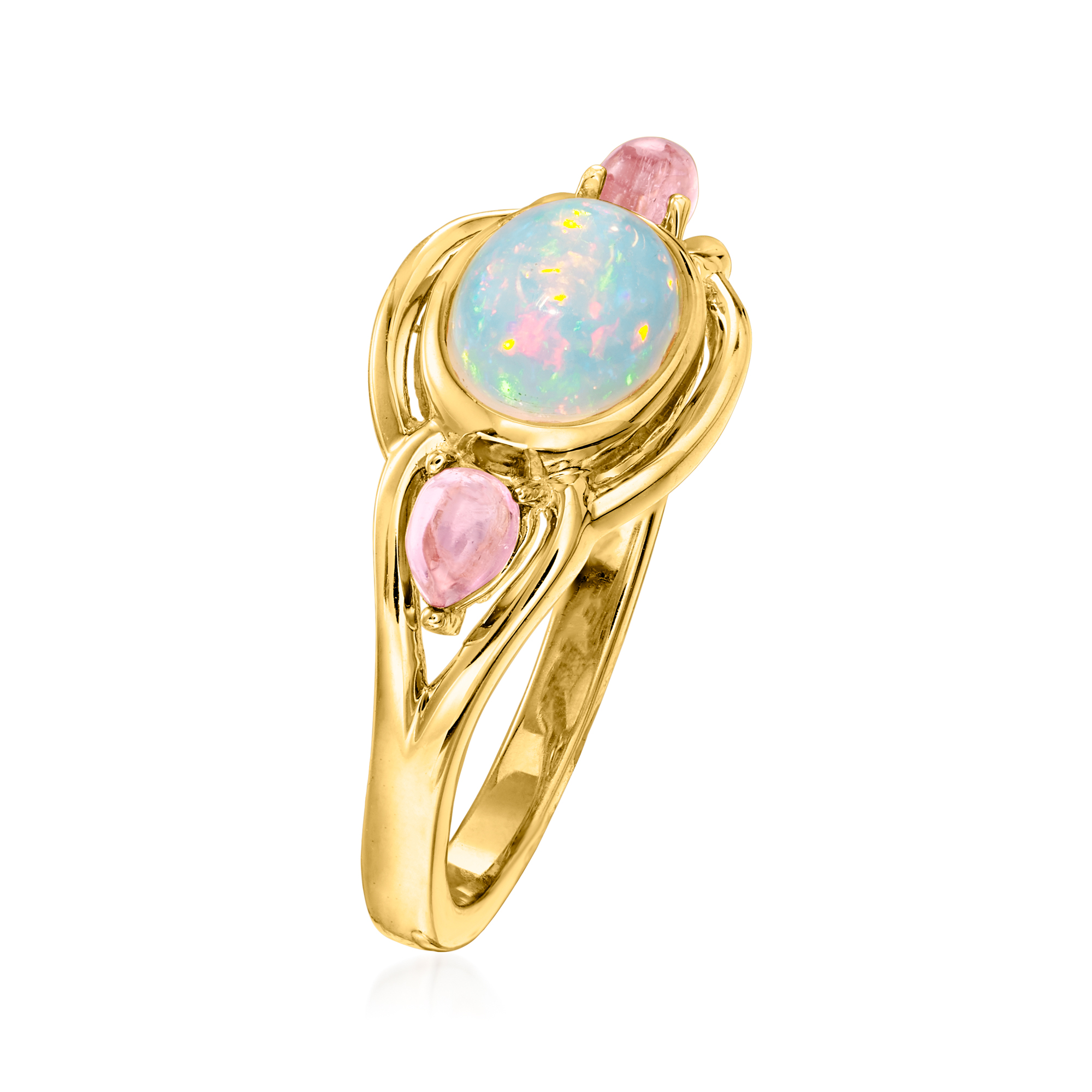 ピンク・フロイド、キャメル、ELP Ethiopian Opal and .40 ct. t.w. Pink Tourmaline Ring in 18kt