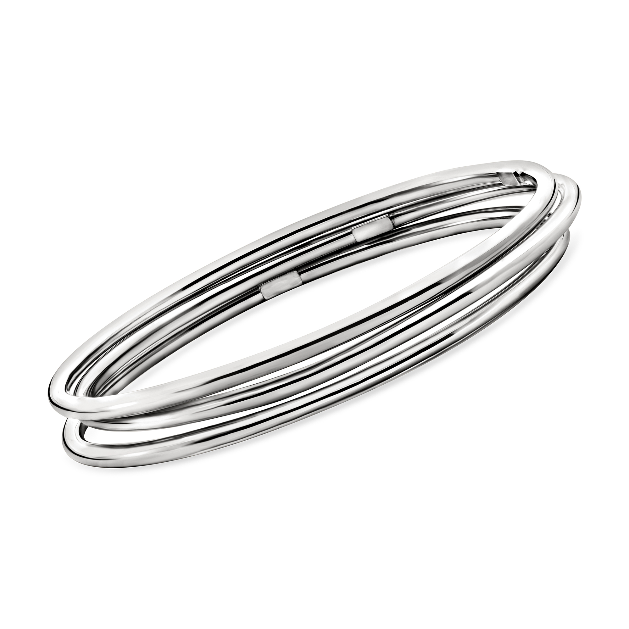 Italian Sterling Silver Jewelry Set Three Polished Bangle Bracelets
