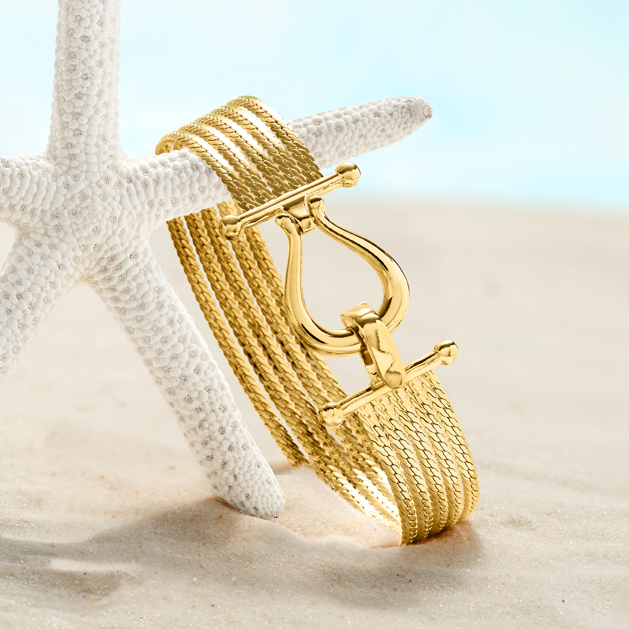18kt Gold Over Sterling Multi-Strand Cuban-Link Bracelet
