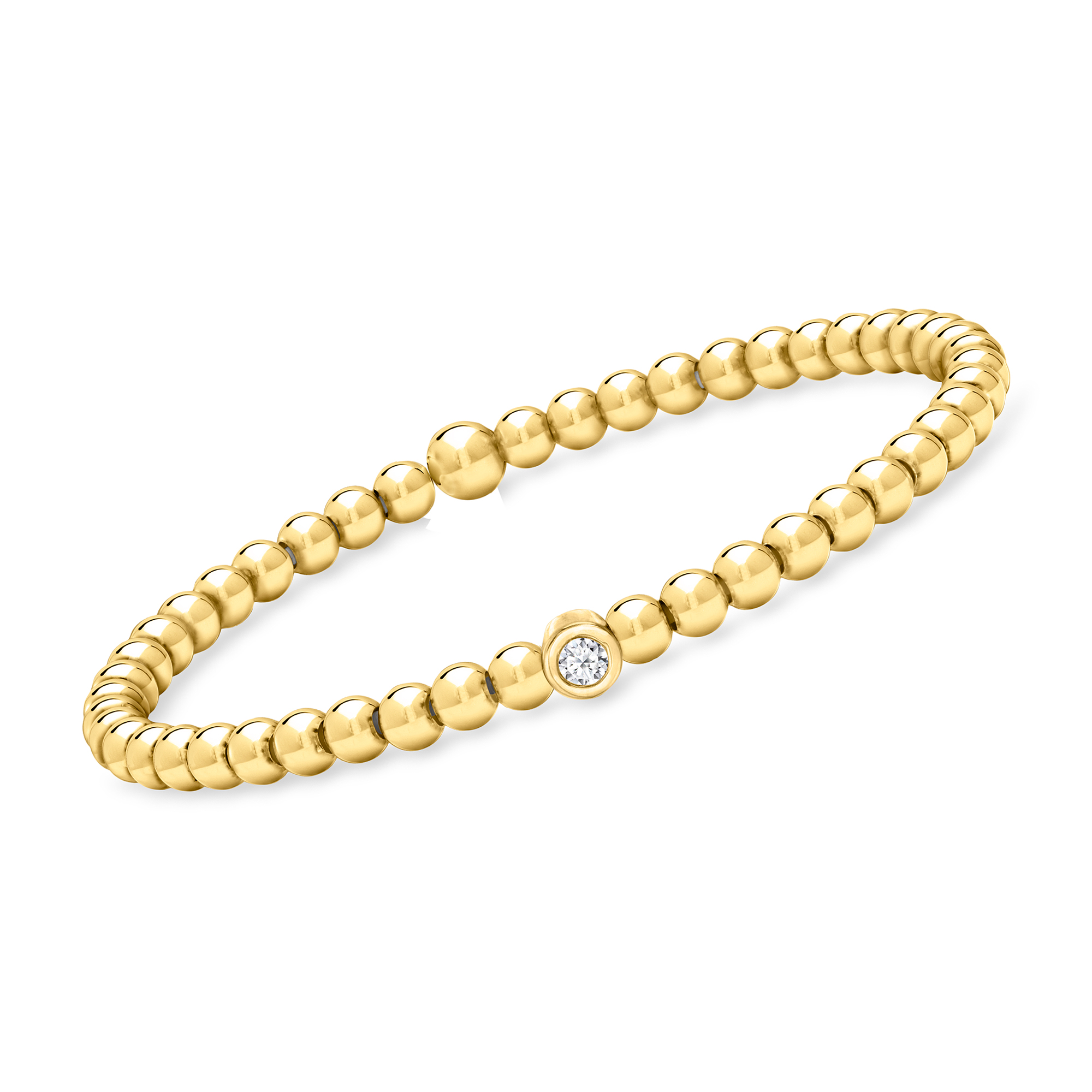 15 Carat Lab-Grown Diamond and 4mm 18kt Gold Vermeil Bead Stretch