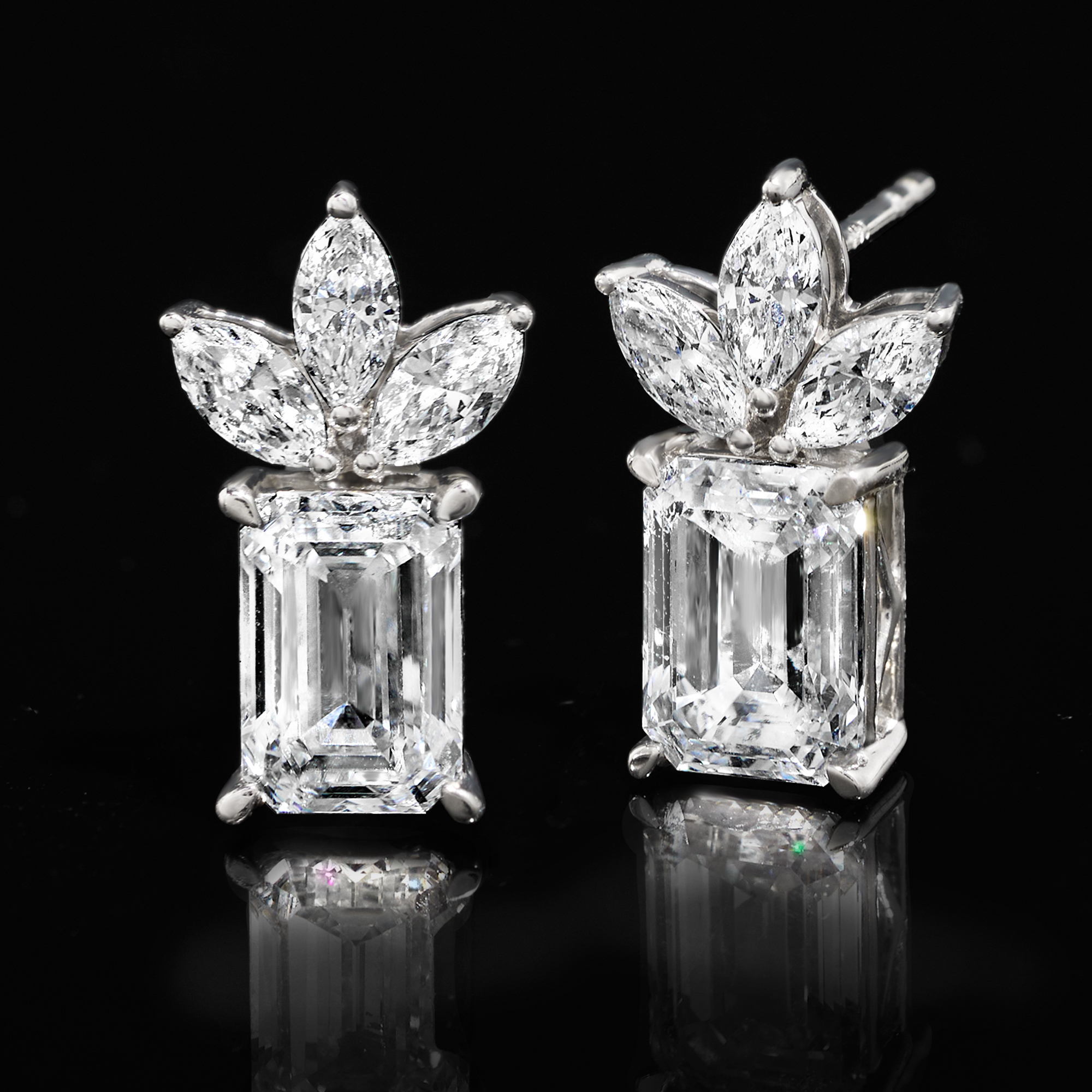 3.75 ct. t.w. Marquise and Emerald-Cut Lab-Grown Diamond Earrings