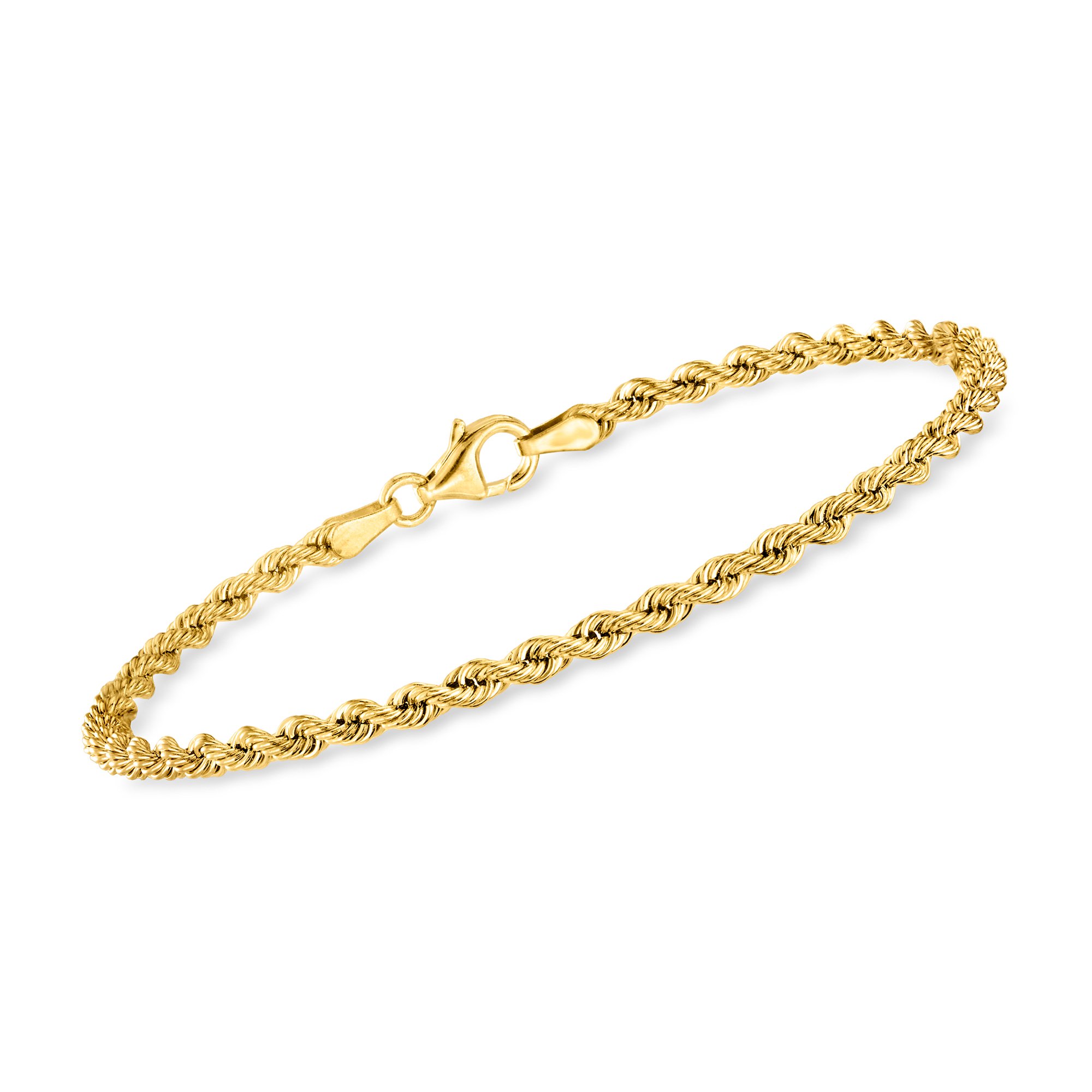 ルンルン！　18Kイエローゴールド Italian 2.7mm 18kt Yellow Gold Rope-Chain Bracelet | Ross Simons