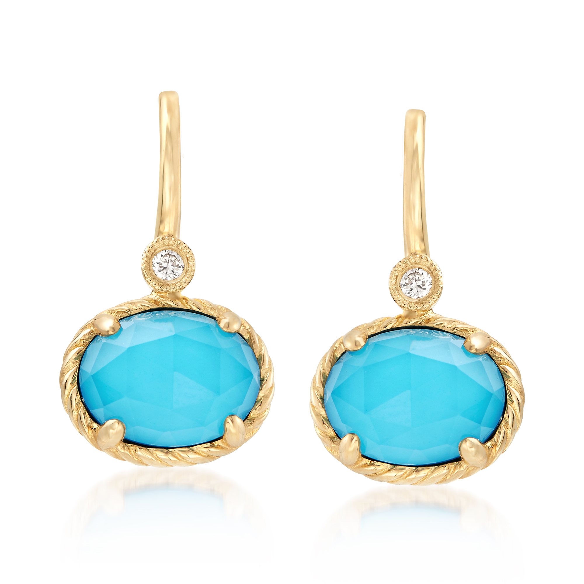 Mint Blue Arizona Turquoise & Pearl  AA  Grade Dangle Earrings w/ 925 Sterling