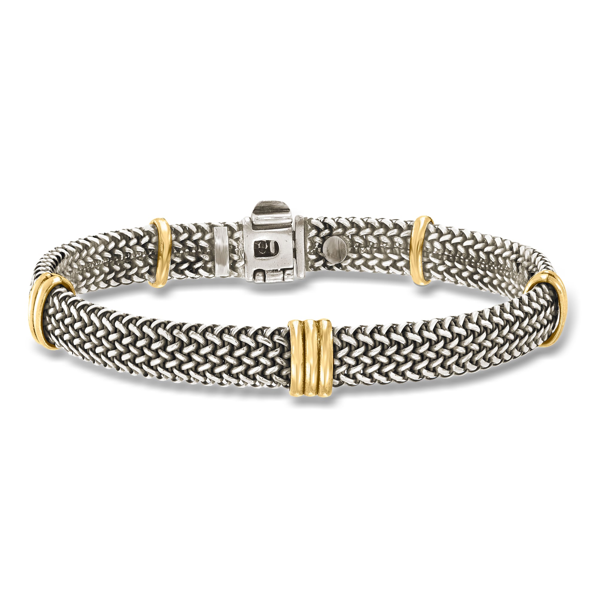 Italian Sterling Silver and 18kt Bonded Gold Woven Bracelet | Ross