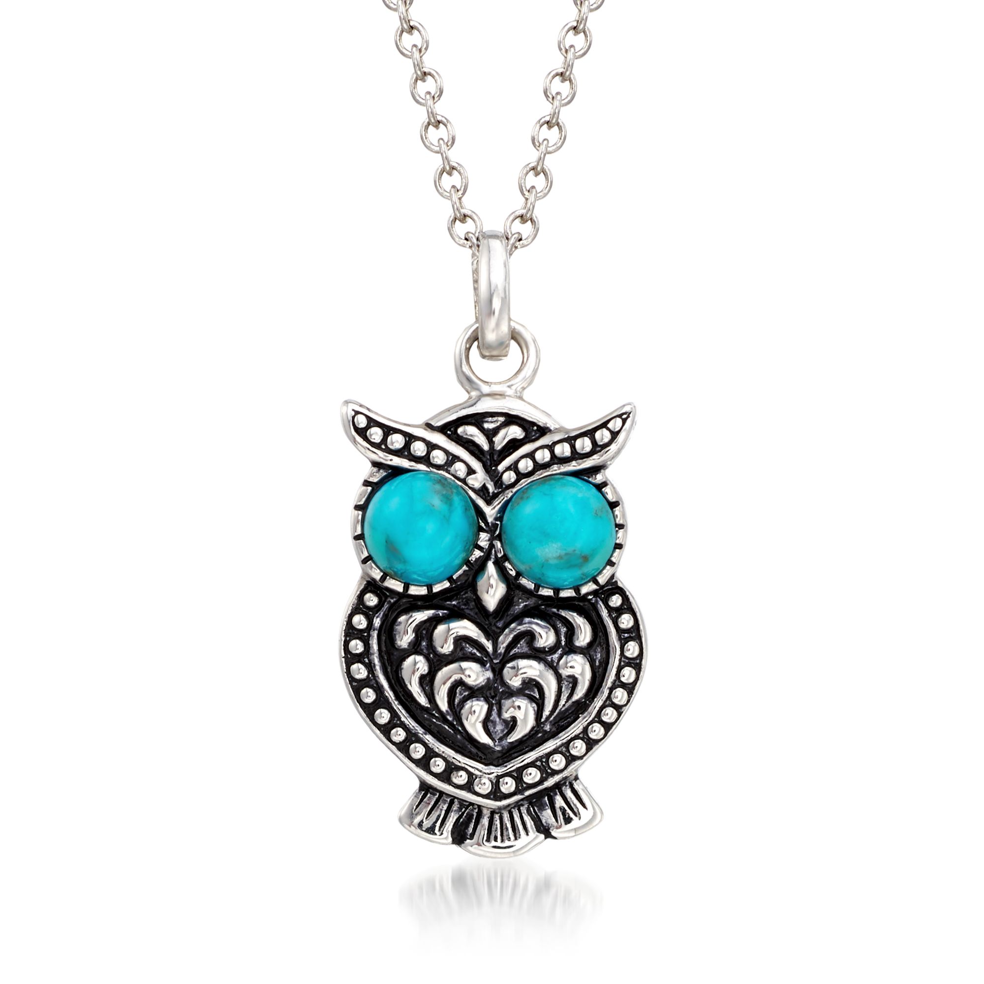 Ross-Simons Sterling Silver Owl Pendant With Black Onyx