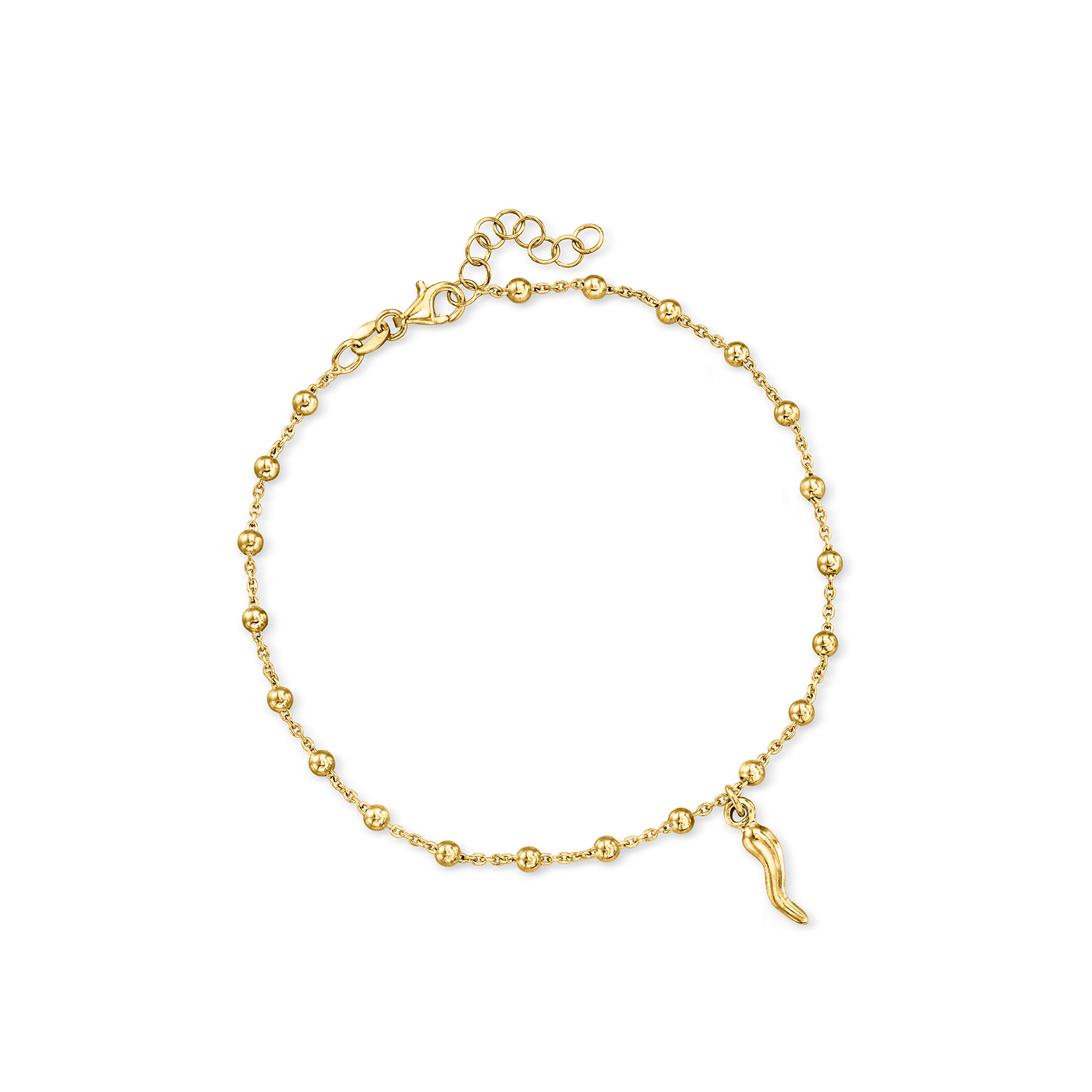 18kt Gold Over Sterling Italian Horn Bead Station Anklet. 9" RossSimons