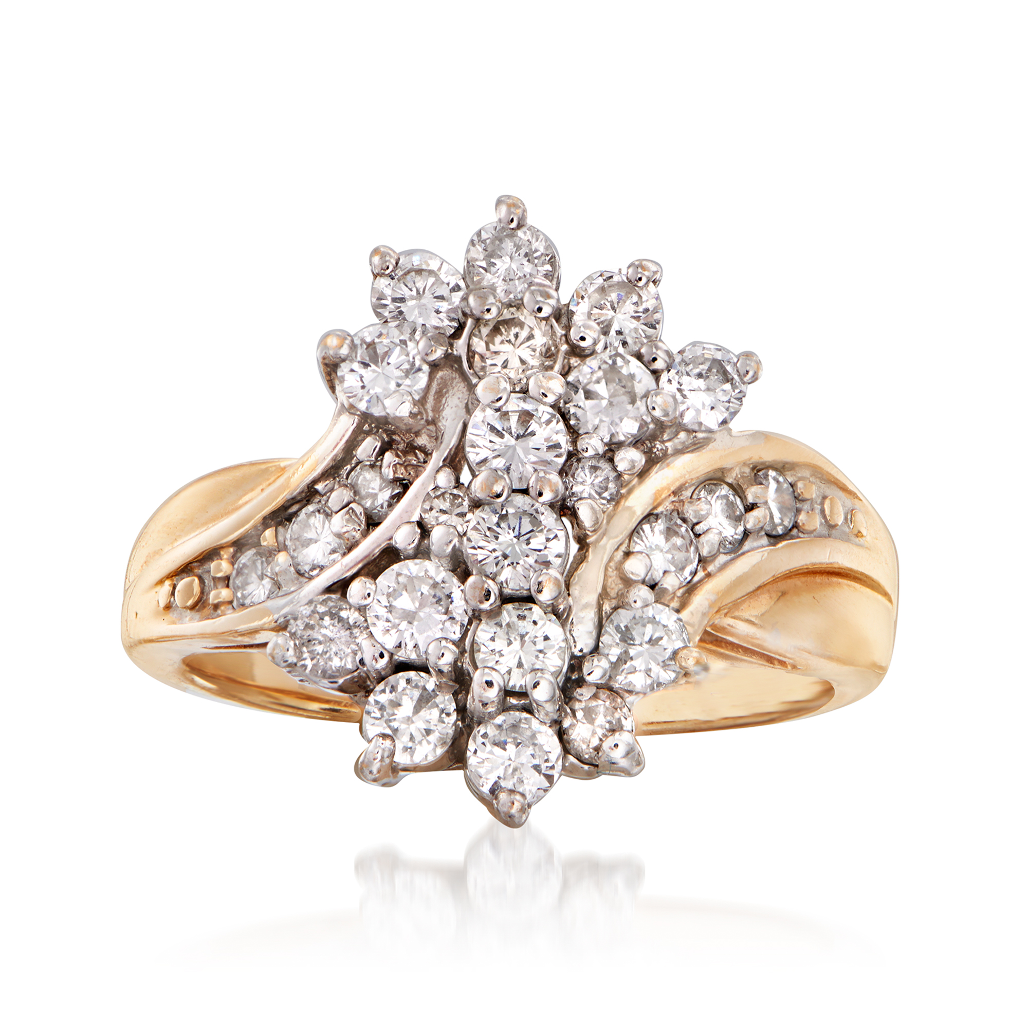 C. 1990 Vintage 1.00 ct. t.w. Diamond Cluster Ring in 14kt Yellow