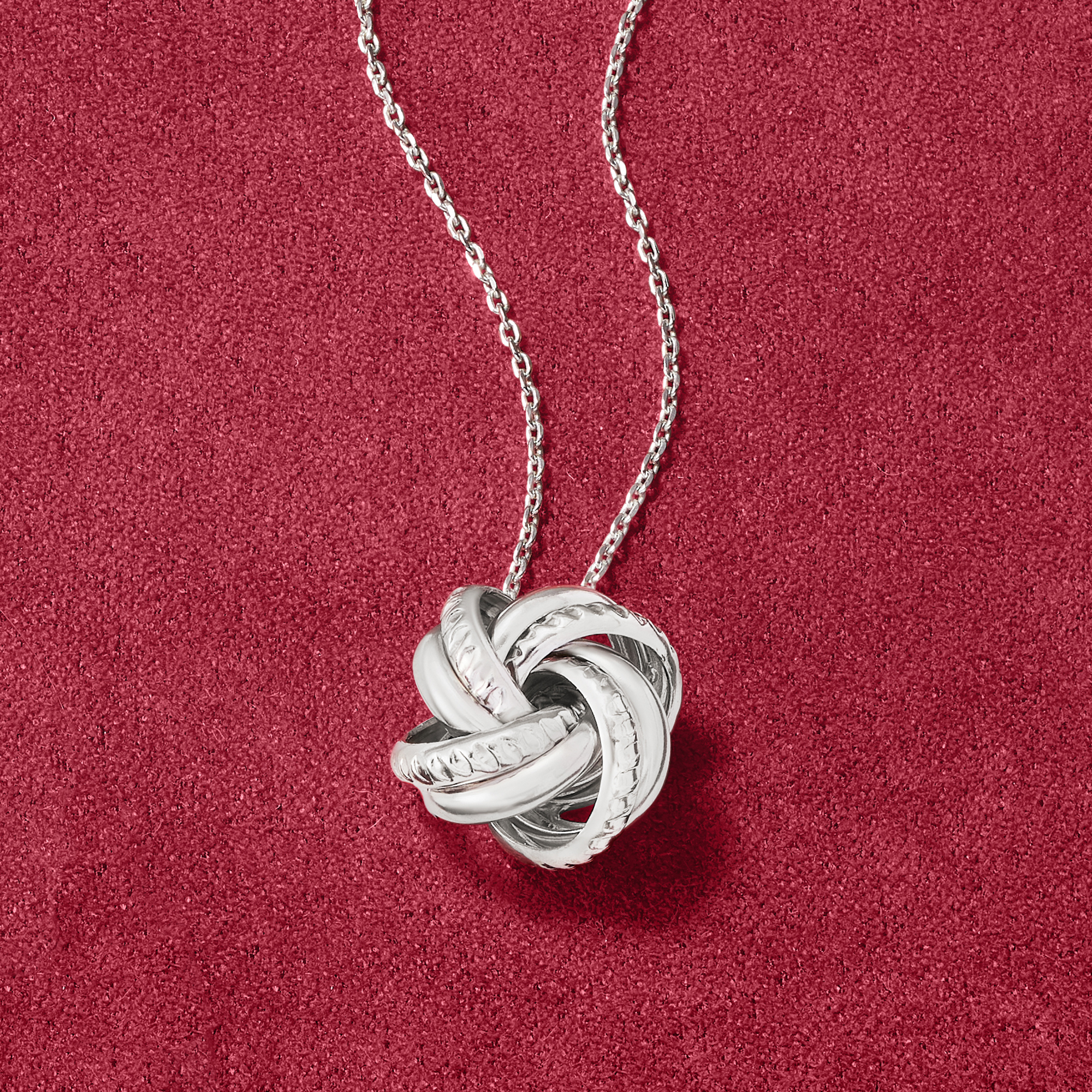 Italian Sterling Silver Love Knot Pendant Necklace