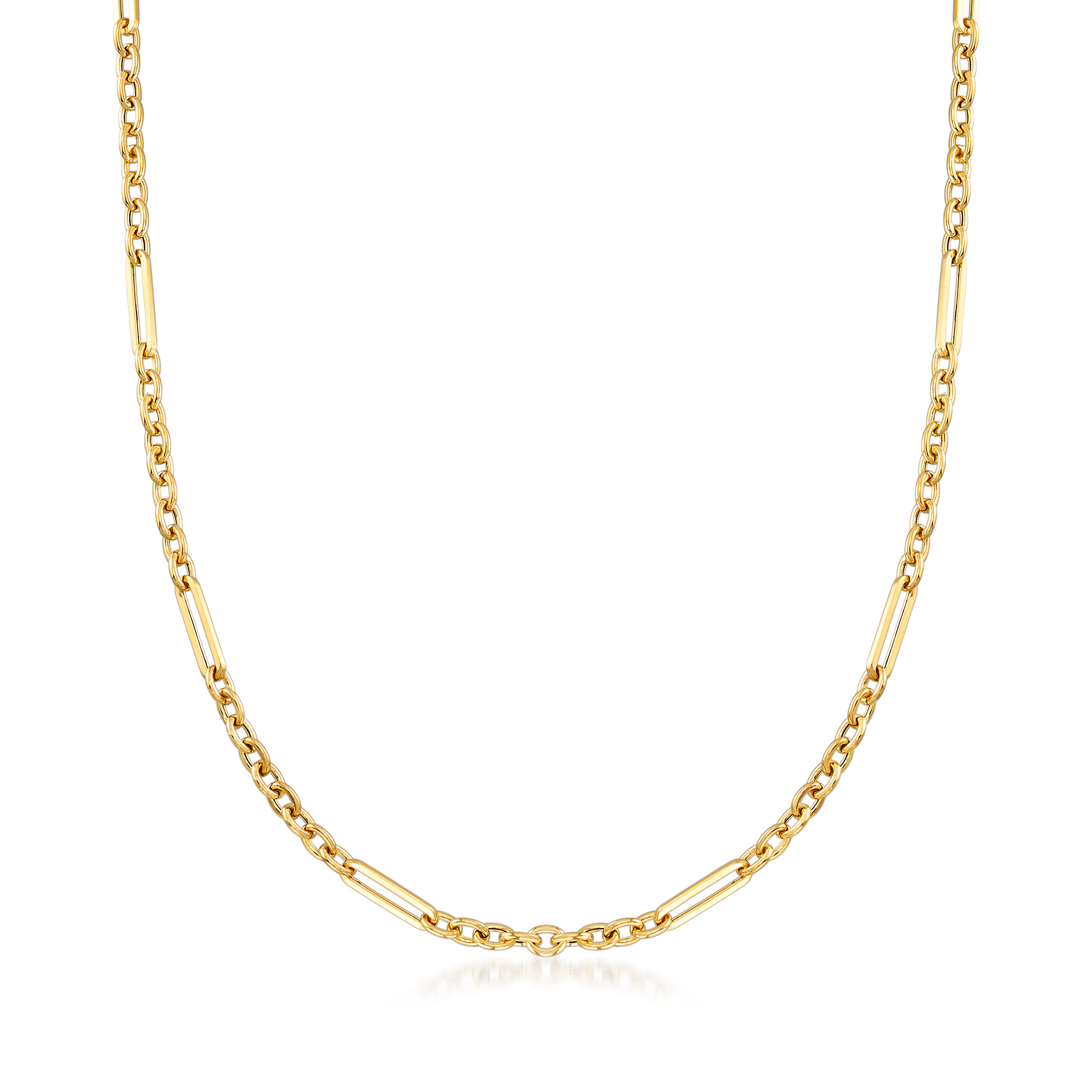 Italian 18kt Yellow Gold Alternating Link Necklace | Ross-Simons