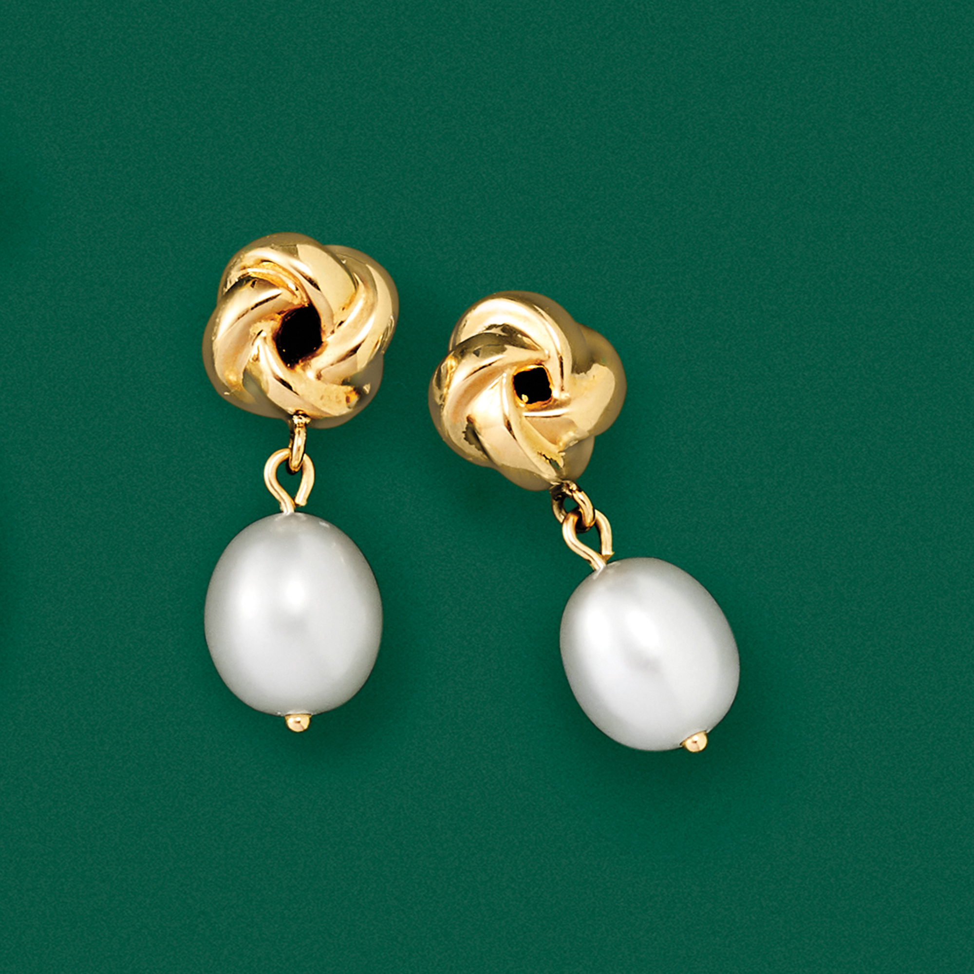 ◆STONEHENgE◆ Love Knot 14K Pearl Drop Earrings SA24C47K 10x8mm Cultured Pearl Love Knot Drop Earrings in 14kt Yellow