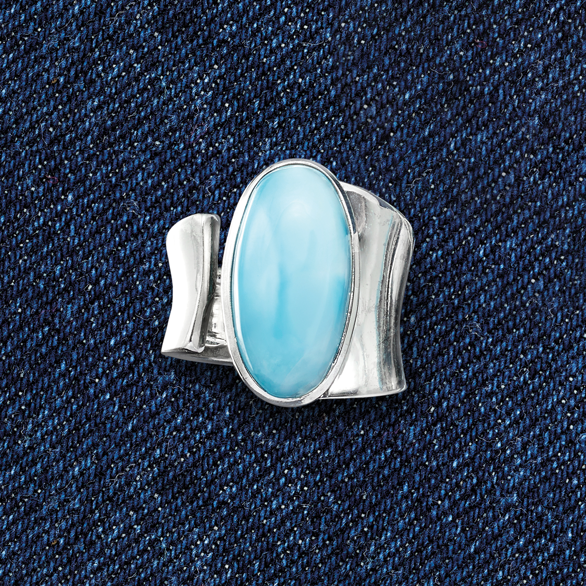 Azure Prism Larimar Ring – Caribbean Treasures