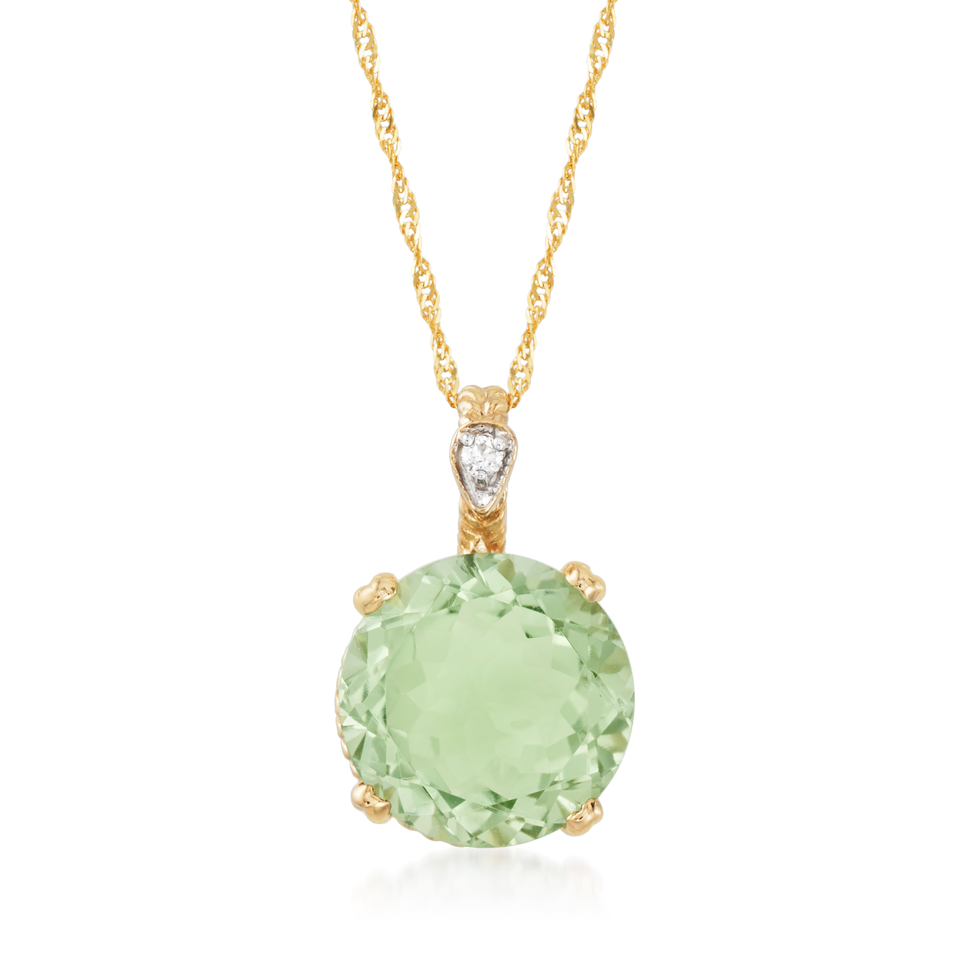 5.00 Carat Prasiolite and .20 Carat Diamond Pendant Necklace in ...