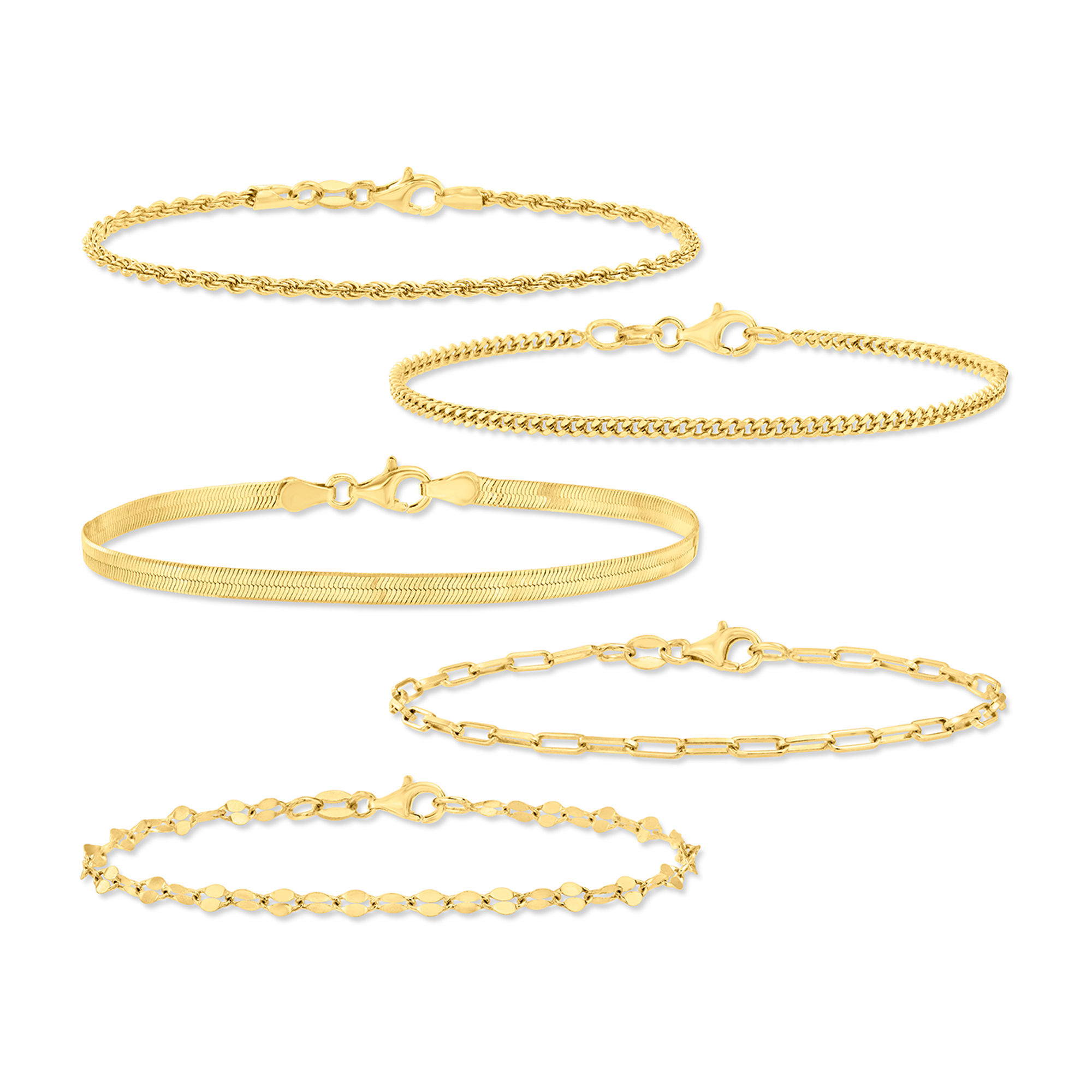 小物 Ross Italian 18kt Gold Over Sterling Jewelry Set: Five Chain