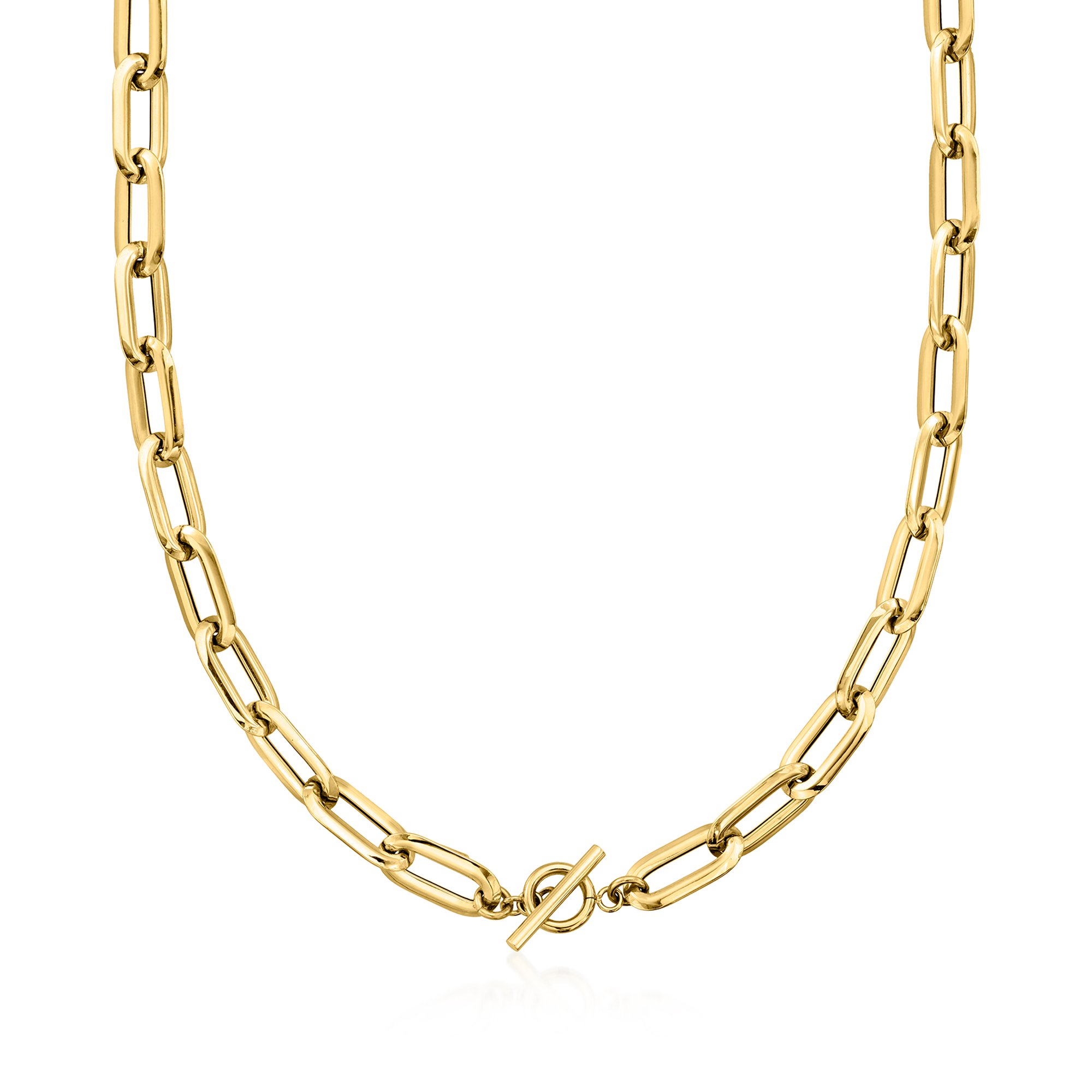 Italian 14kt Yellow Gold Paper Clip Link Toggle Necklace | Ross Simons