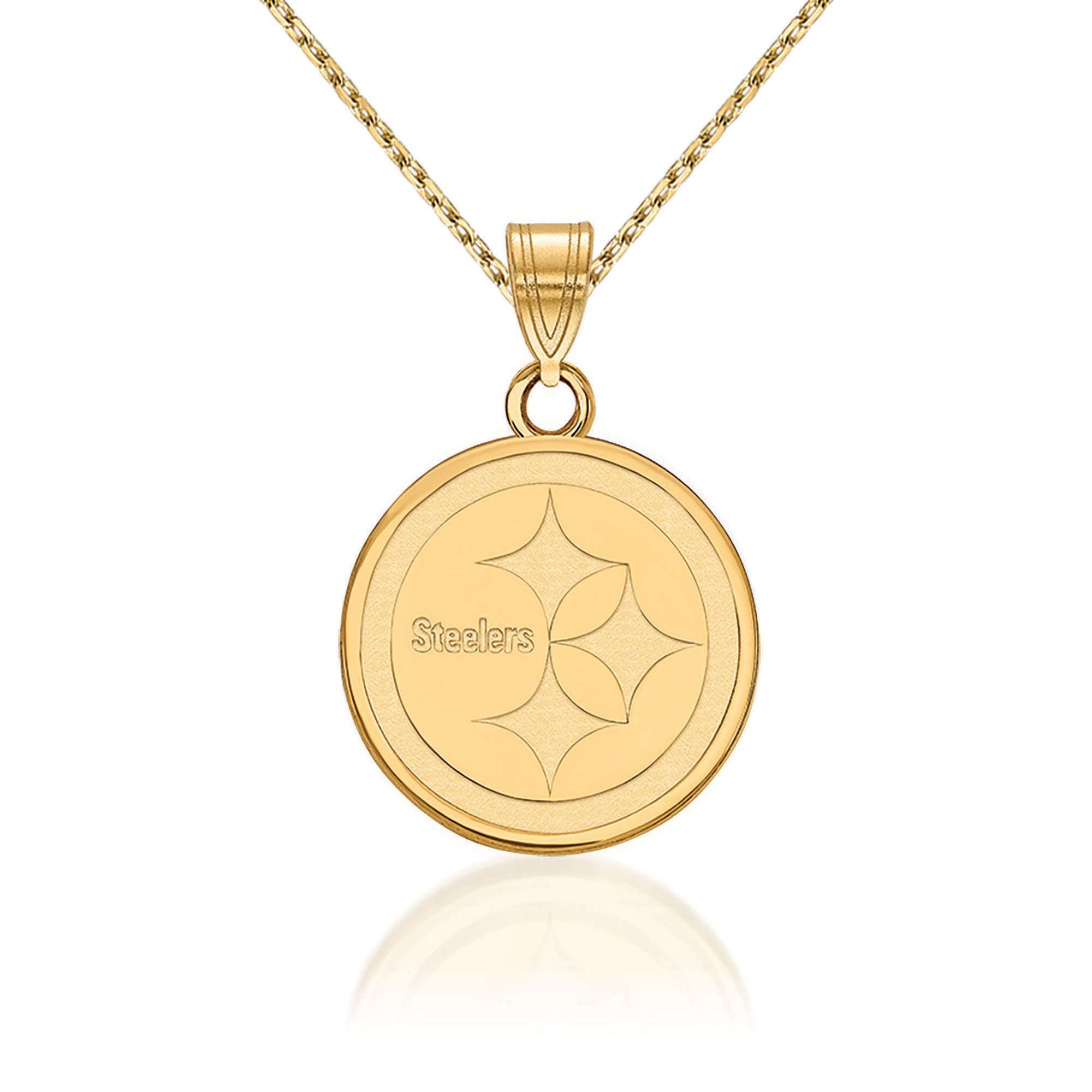 14kt Yellow Gold NFL Pittsburgh Steelers Pendant Necklace. 18