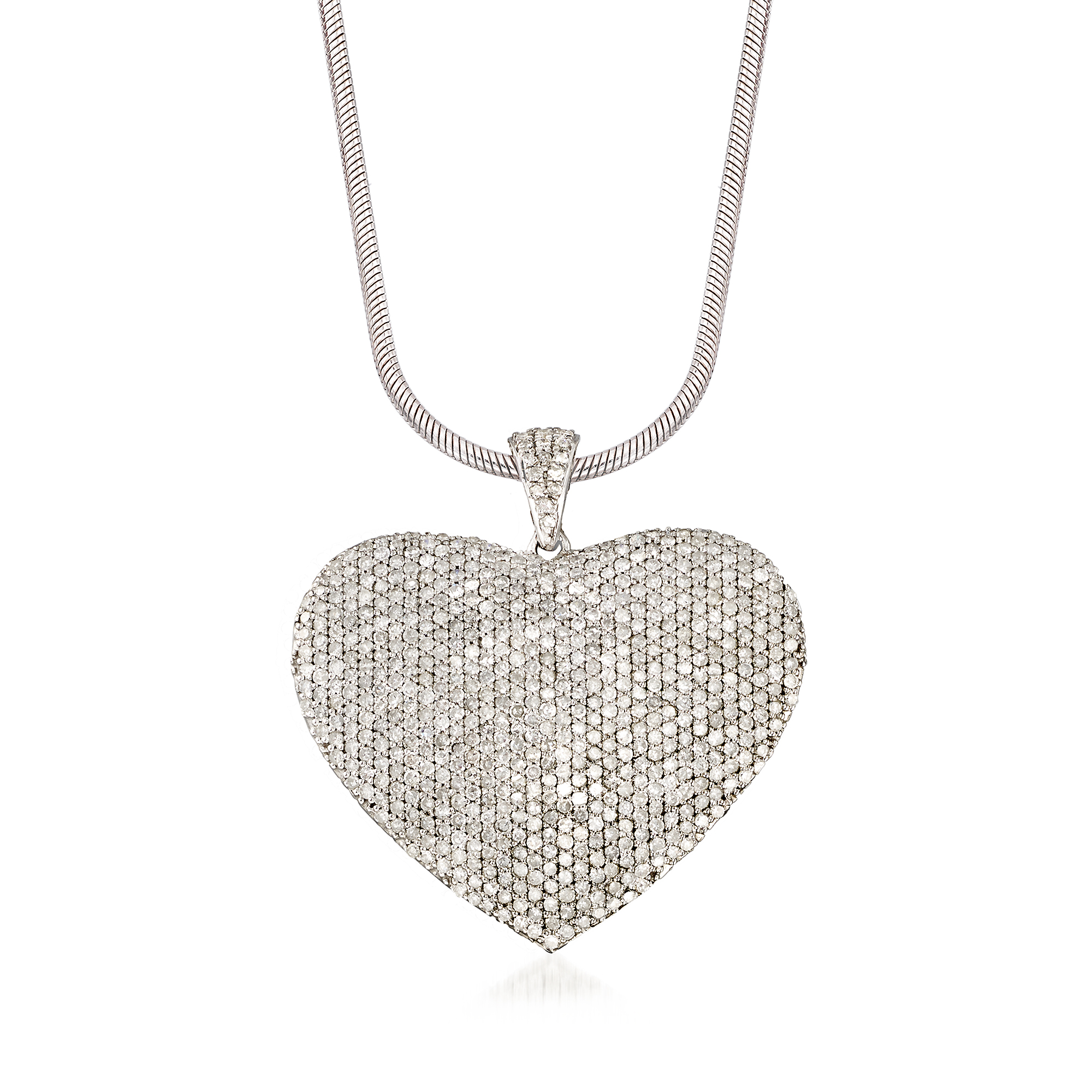 Pave Heart Necklace Crystal Heart Elongated Heart Necklace Pendant Necklace Sterling Silver Pave Heart CZ Heart Anniversary Gift