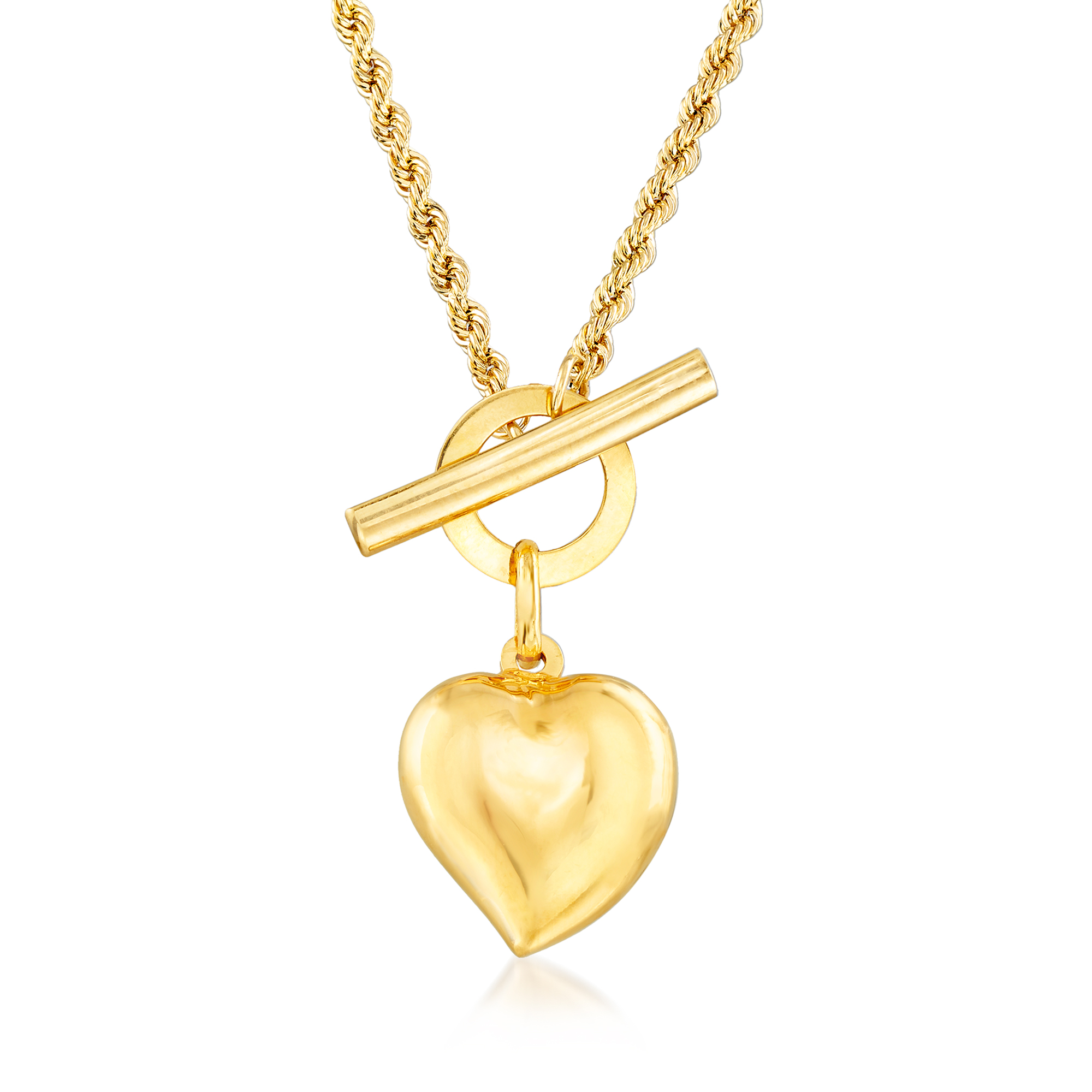 Italian 18kt Yellow Gold Heart Toggle Necklace | Ross-Simons