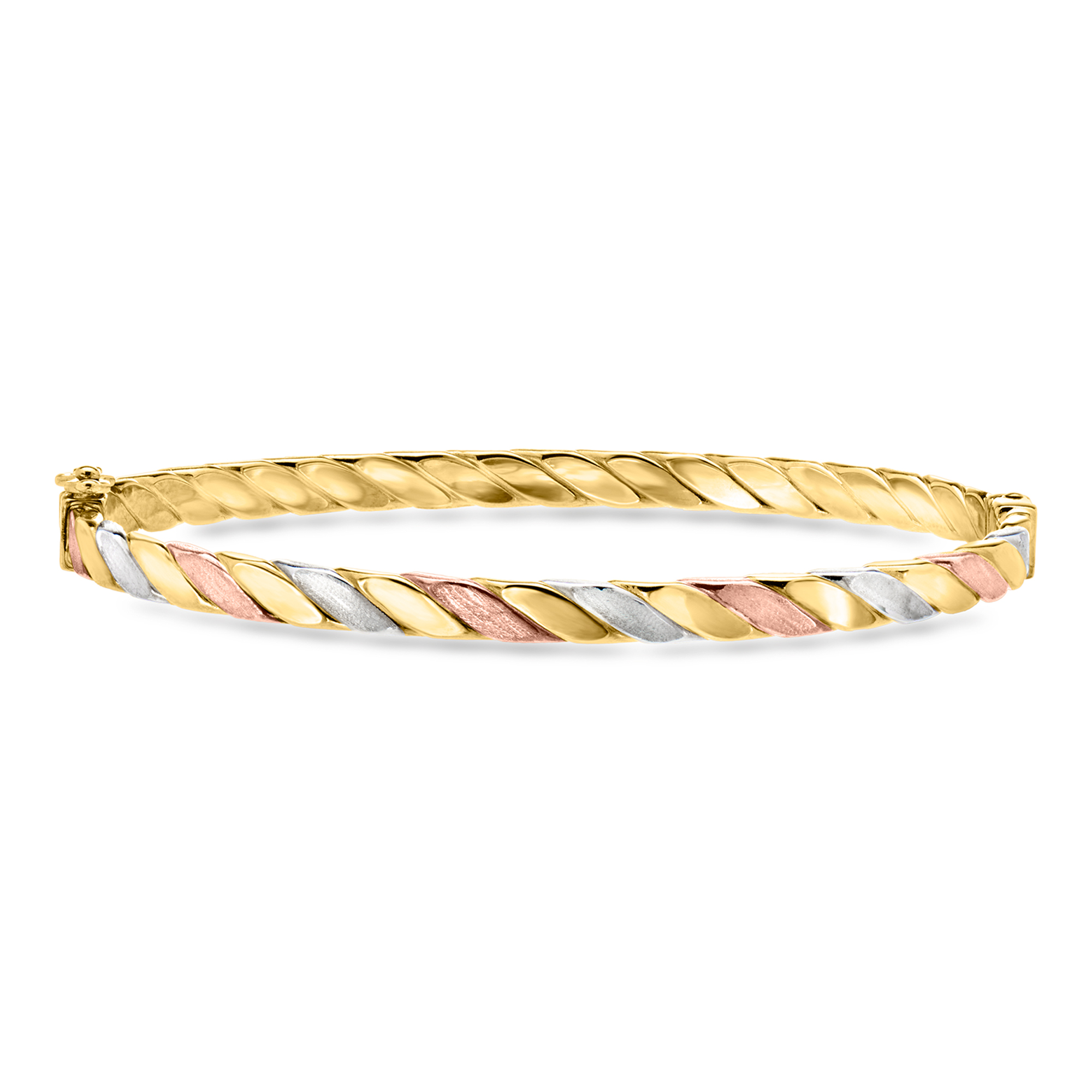 Italian 18kt Tri-Colored Gold Twisted Bangle Bracelet | Ross Simons