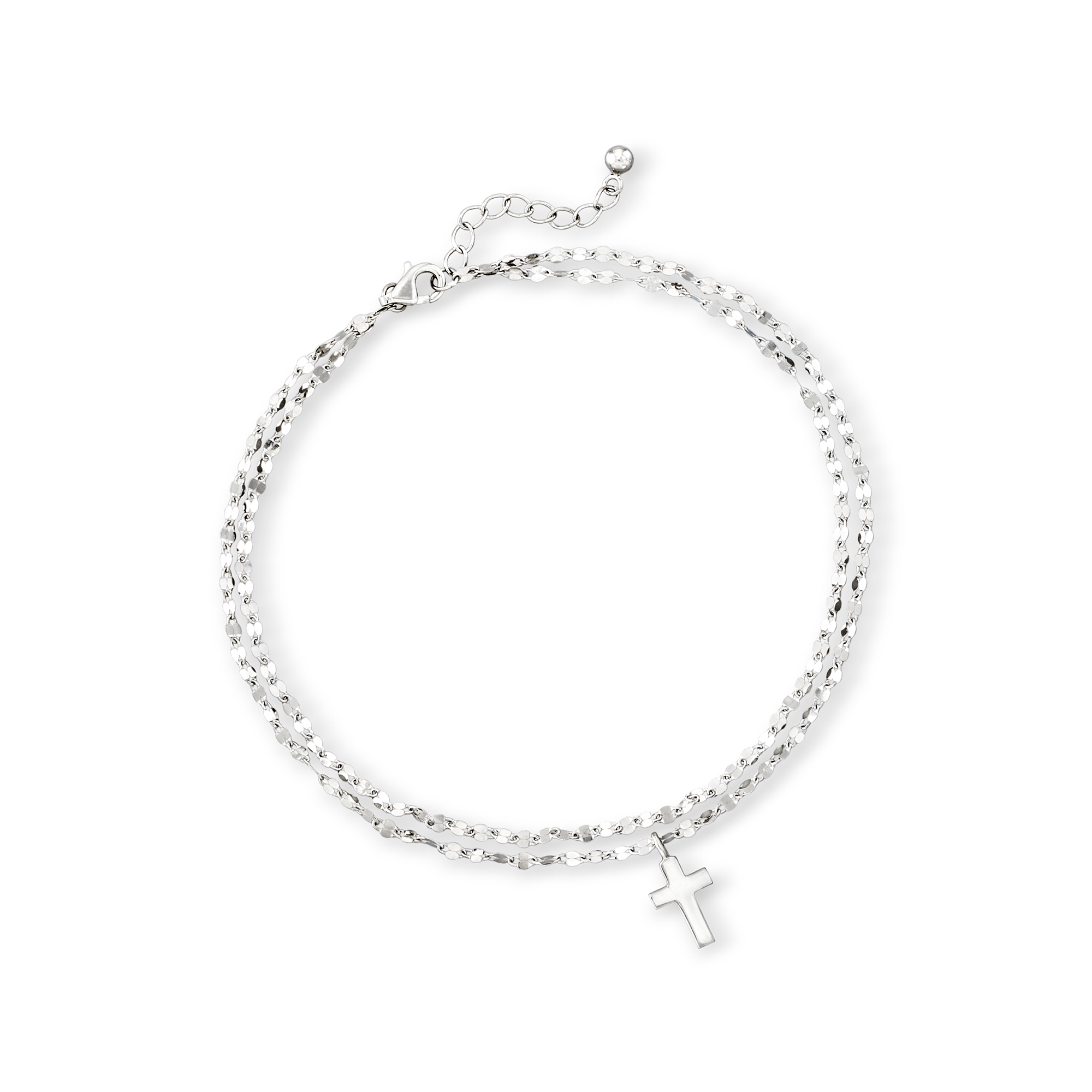 petite 100% Sterling Silver Anklet Double Chain 