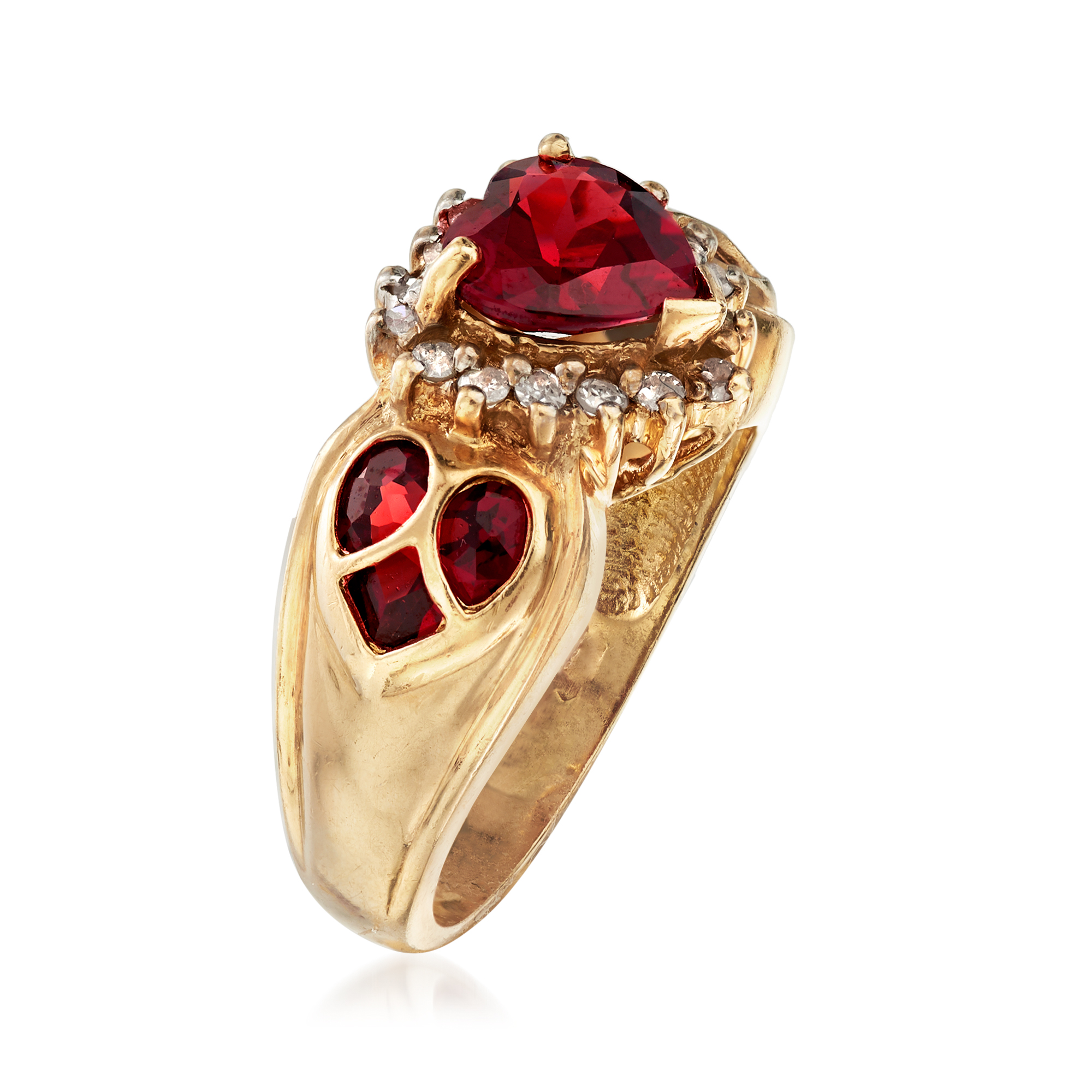 ☆nff☆ plump heart ringblack nff1 C. 1990 Vintage 4.20 ct. t.w. Garnet Heart Ring with .25 ct