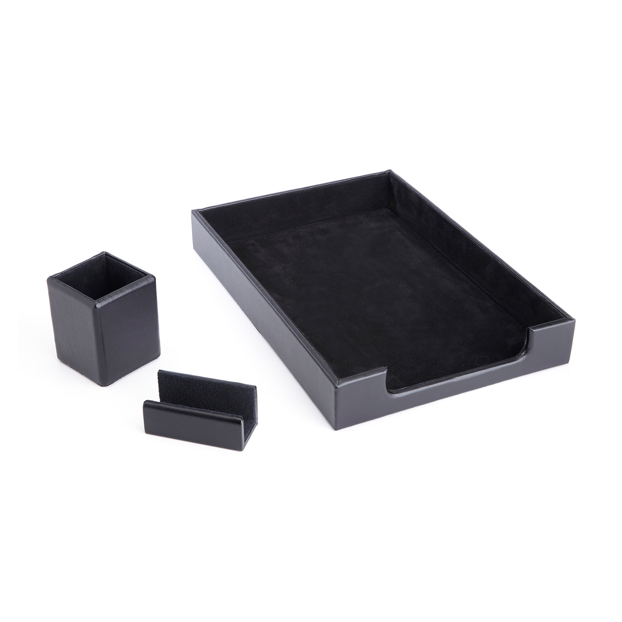 Royce Personalized 3-pc. Black Leather Executive Desk Accessory Set ...