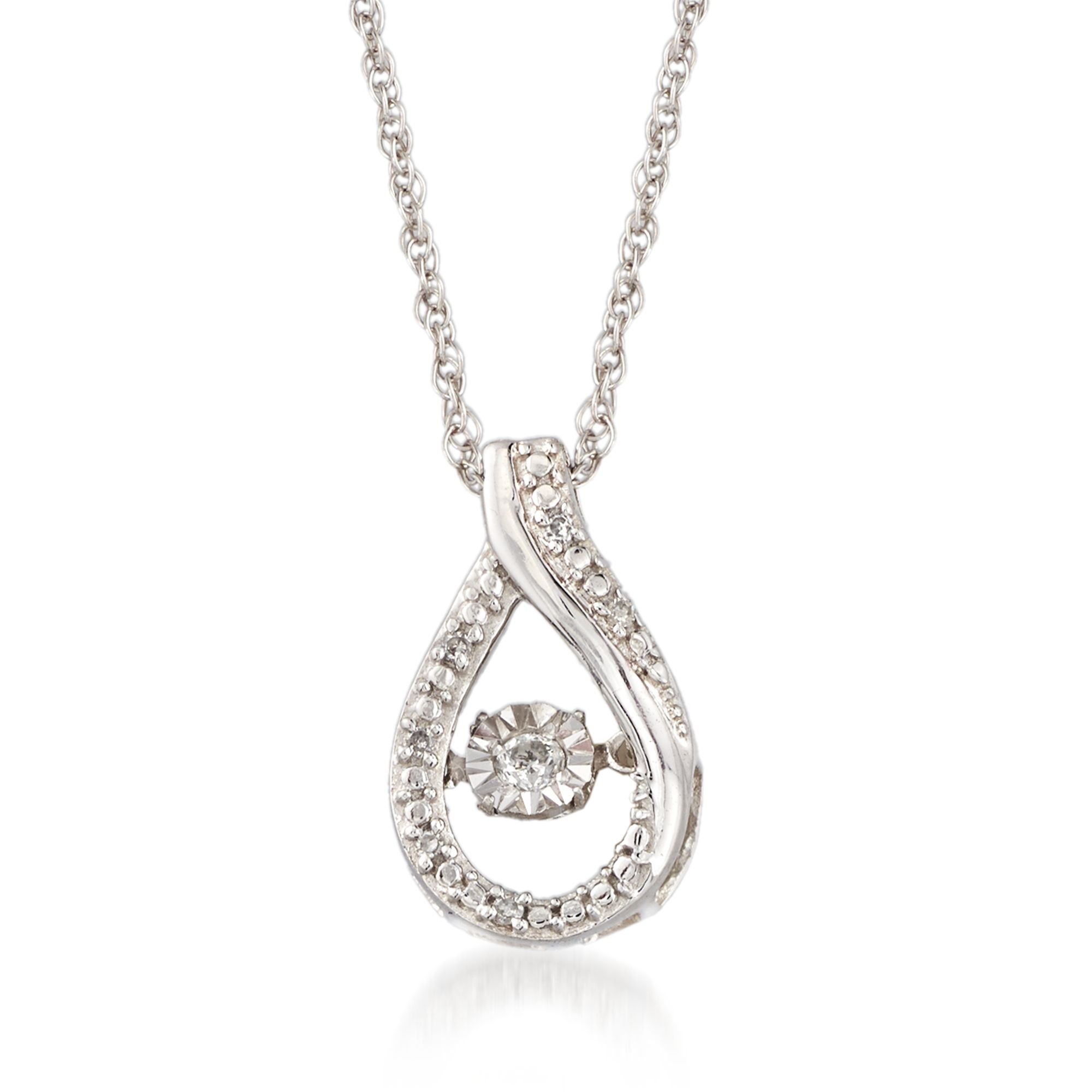 Diamond Accent Floating Teardrop Pendant Necklace in Sterling Silver RossSimons