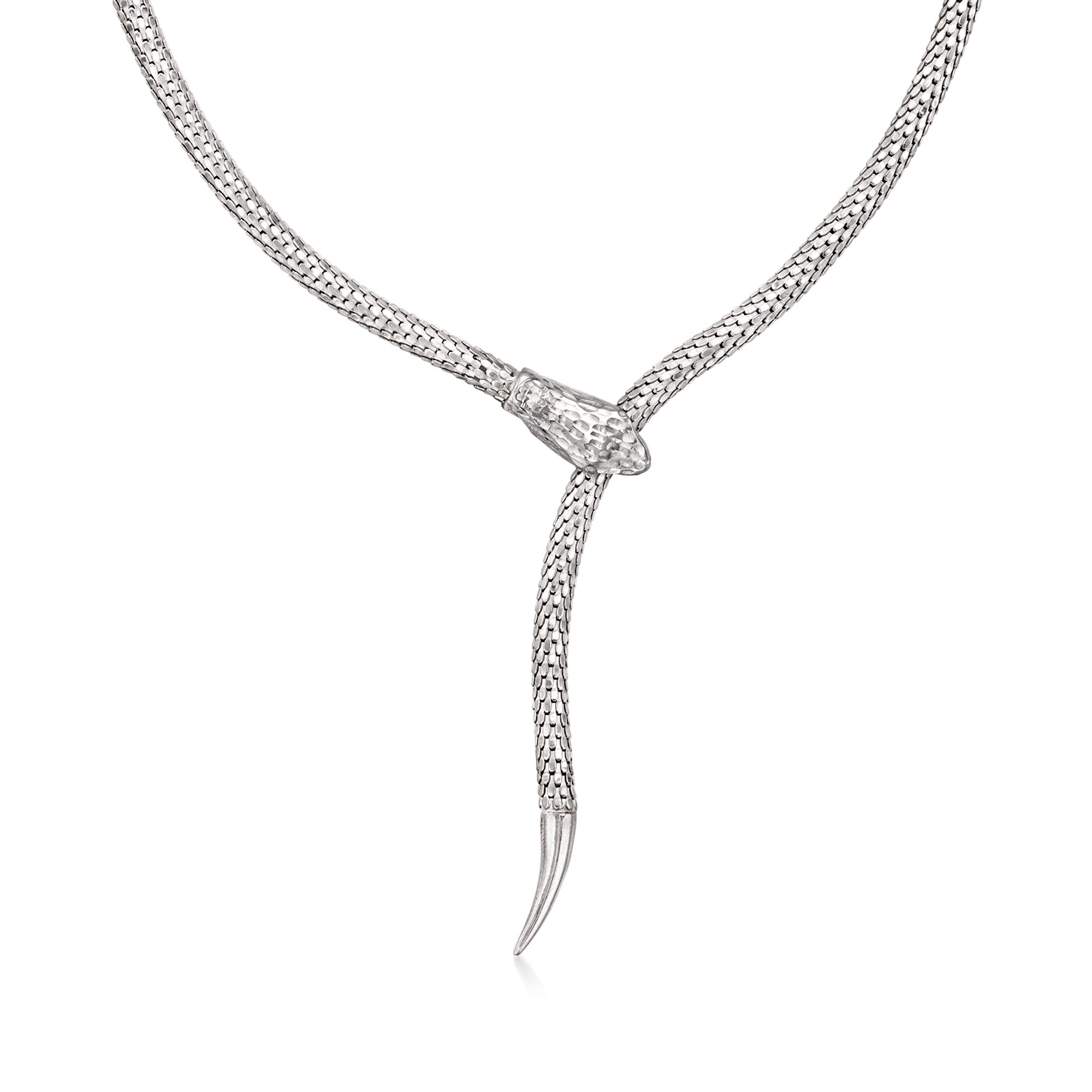 ★ROSEMONT★ SILVER Necklace RC0240 Italian Sterling Silver Adjustable Snake Necklace. 18