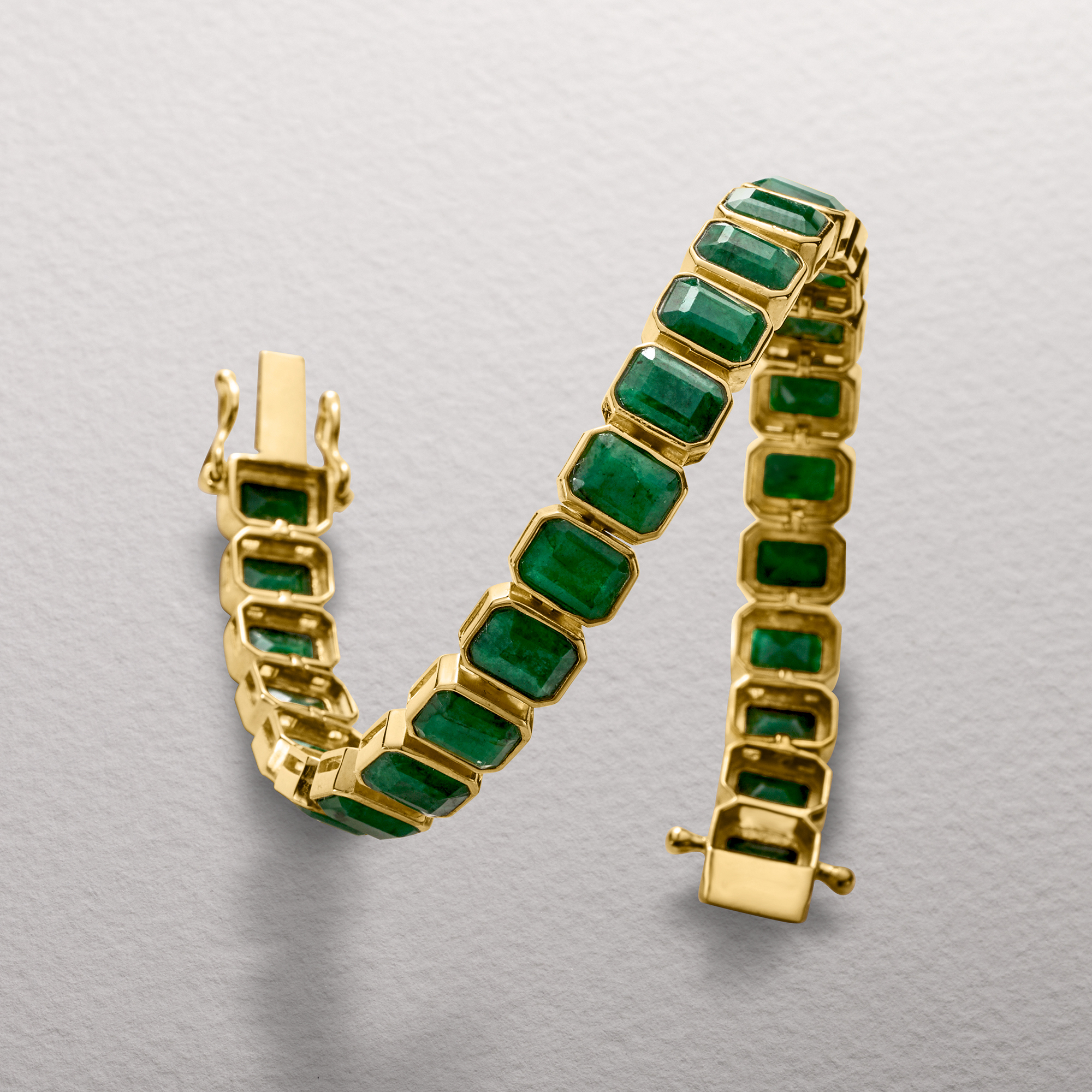 25.00 ct. t.w. Bezel-Set Emerald Bracelet in 18kt Gold Over