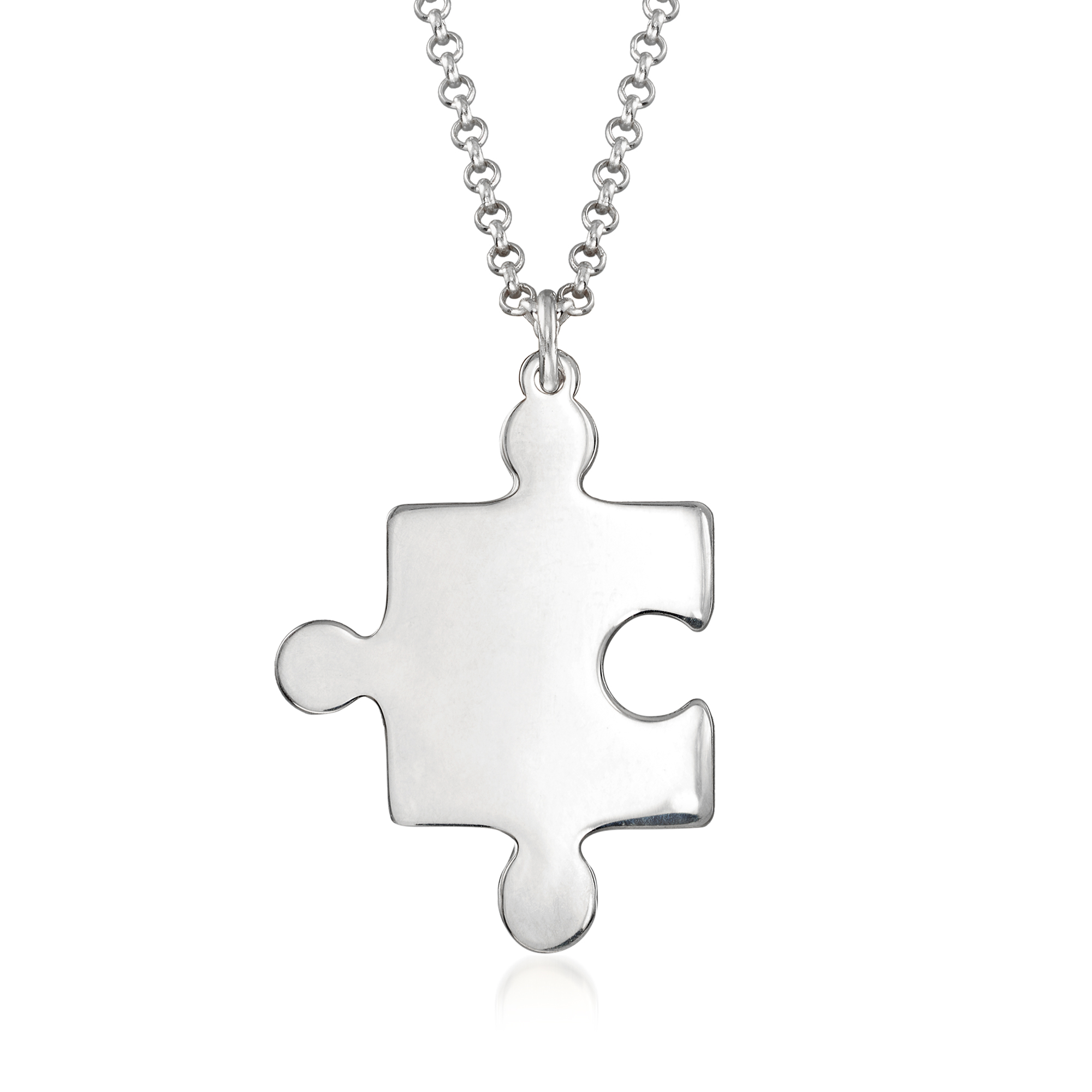 Azaggi Sterling Silver Handcrafted Outlined Puzzle Piece Pendant Necklace