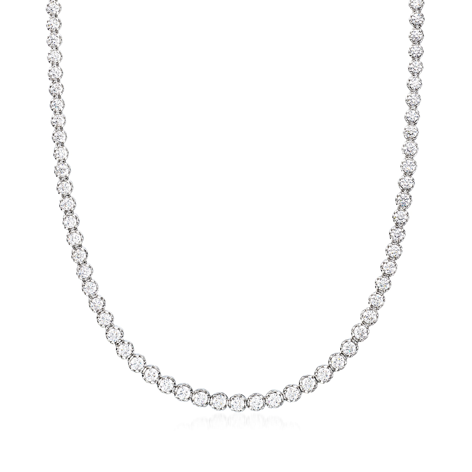 20.00 ct. t.w. Graduated CZ Tennis Necklace in Sterling Silver