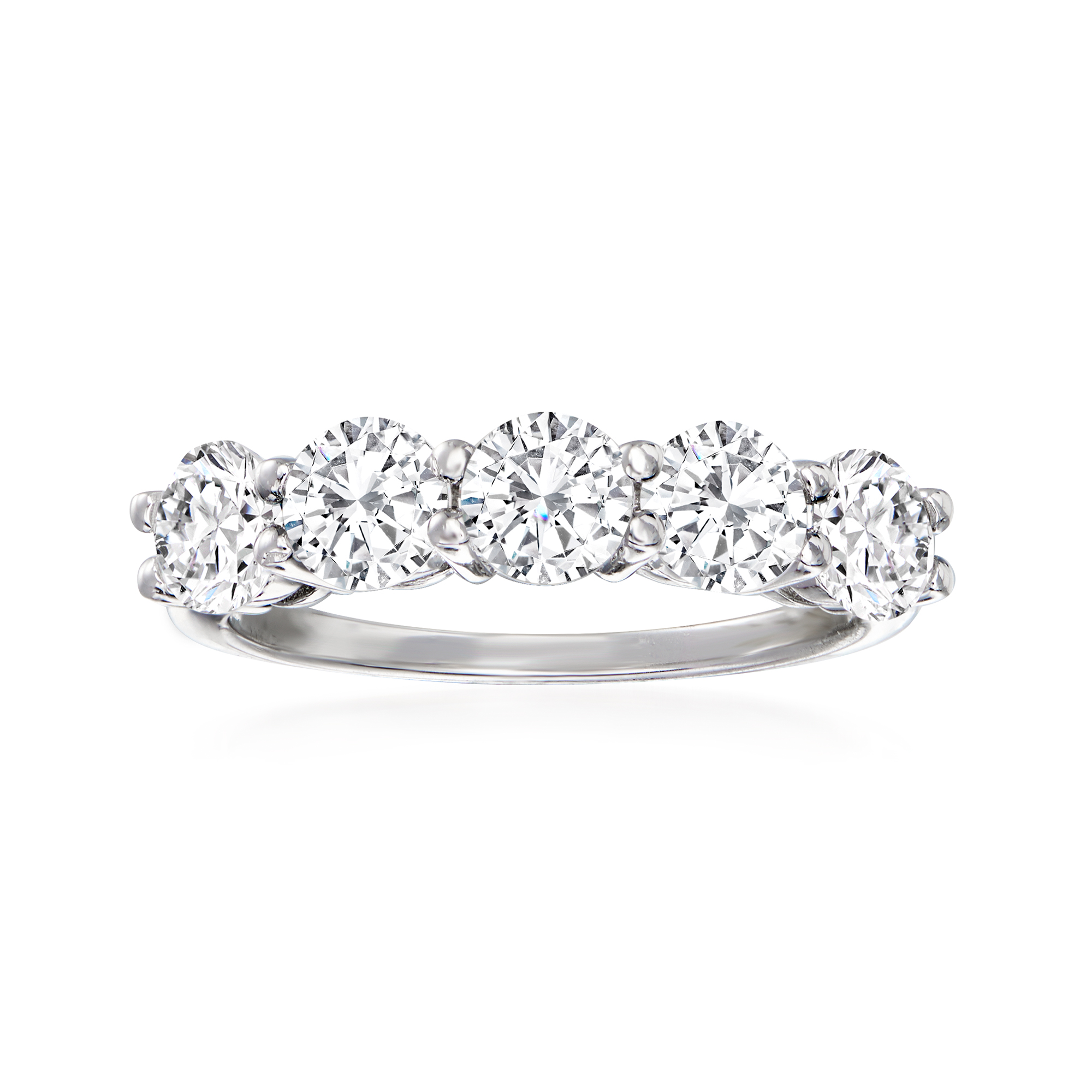 Low Set Trellis Setting 5-Stone Round Shank Anniversary Ring