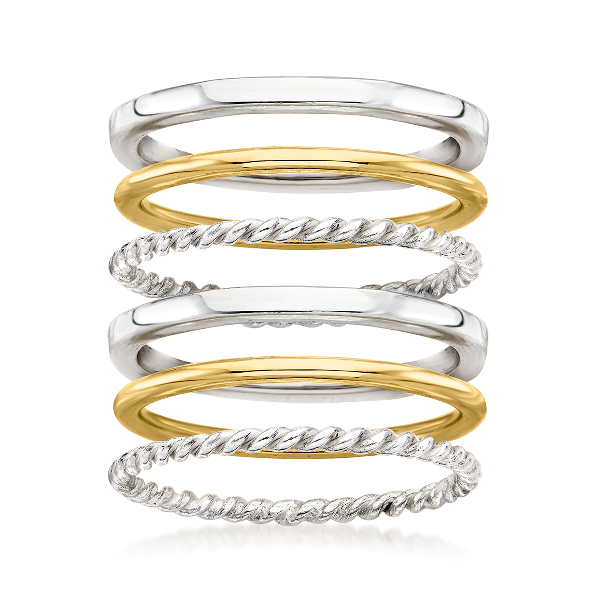 ZEAL kaori BOYS＆GIRLS Two-Tone Sterling Silver Jewelry Set: Six Stackable Rings