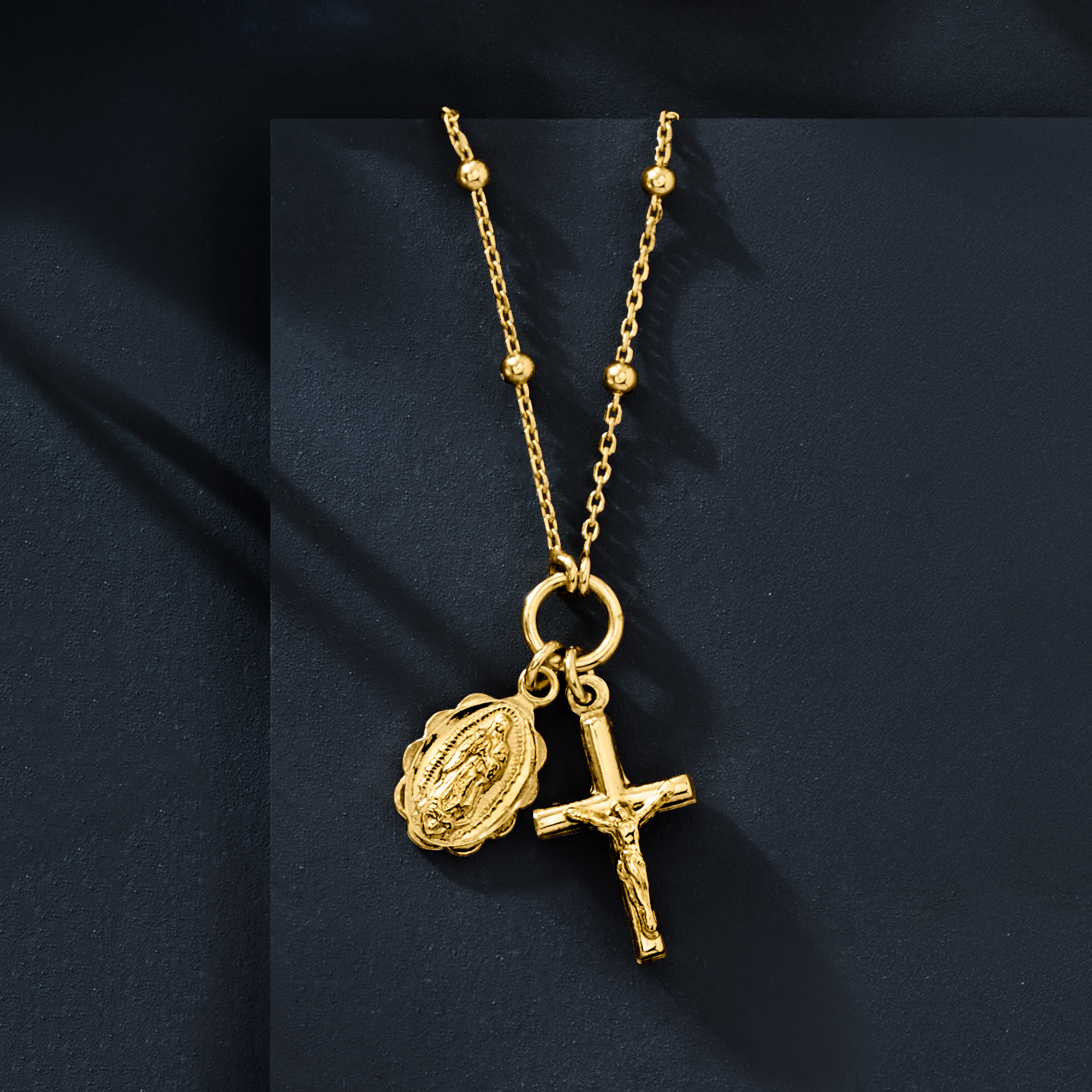Italian 18kt Gold Over Sterling Religious Charm Necklace. 18&quot