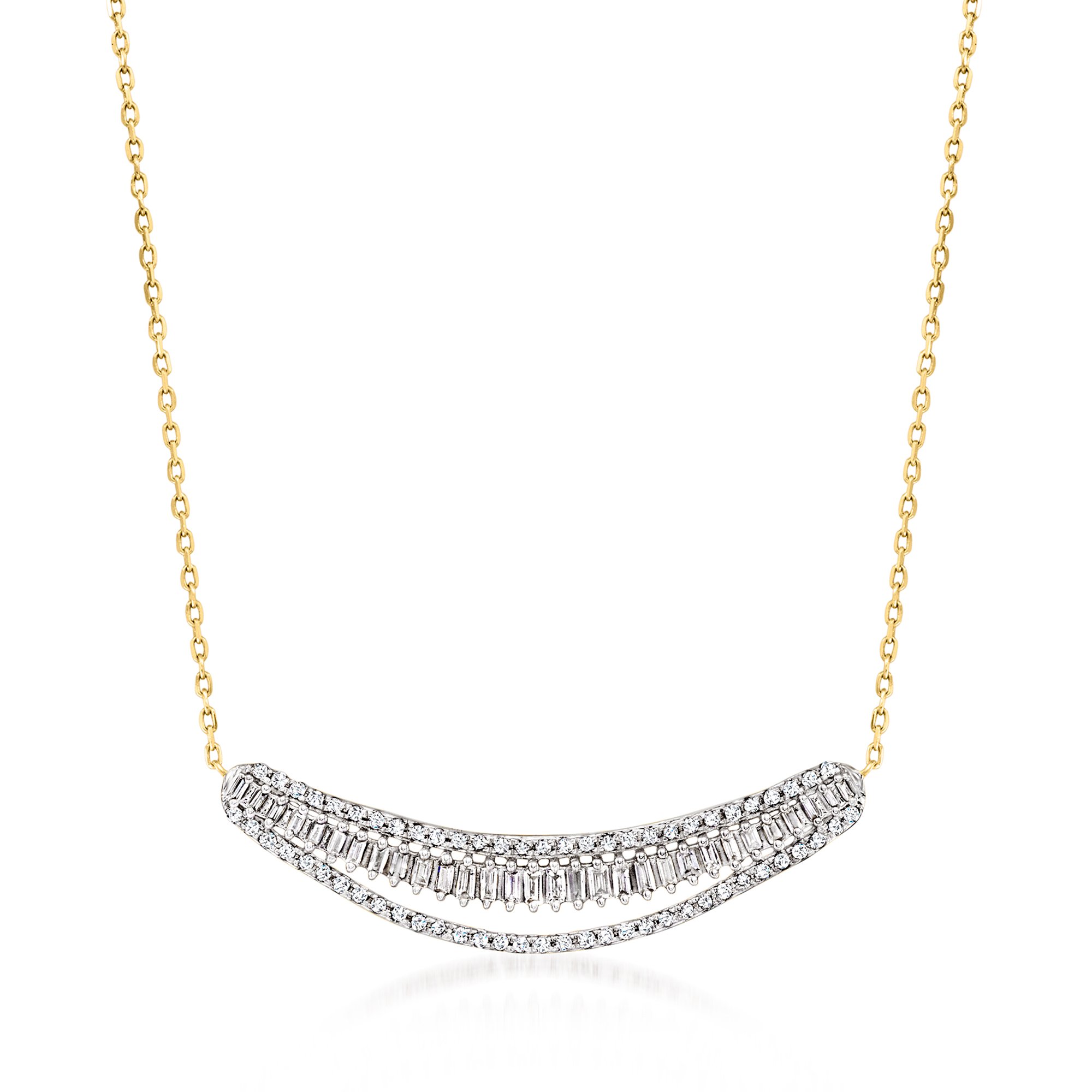 33 ct. t.w. Diamond Curved Bar Necklace in 14kt Yellow Gold