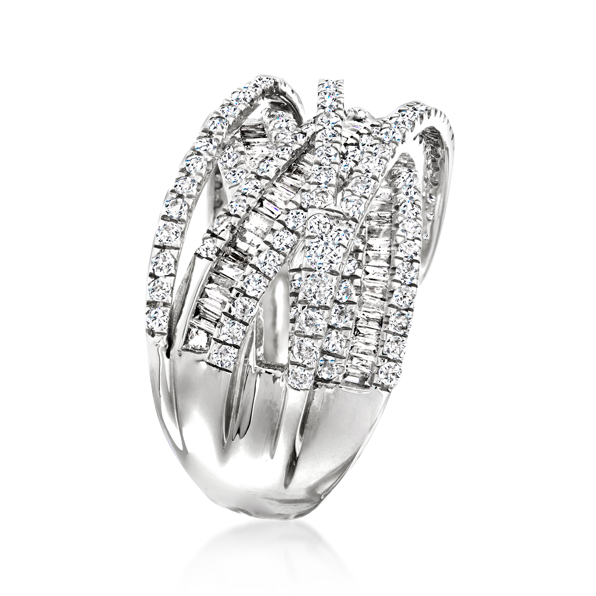 2.00 ct. t.w. Round and Baguette Diamond Highway Ring in