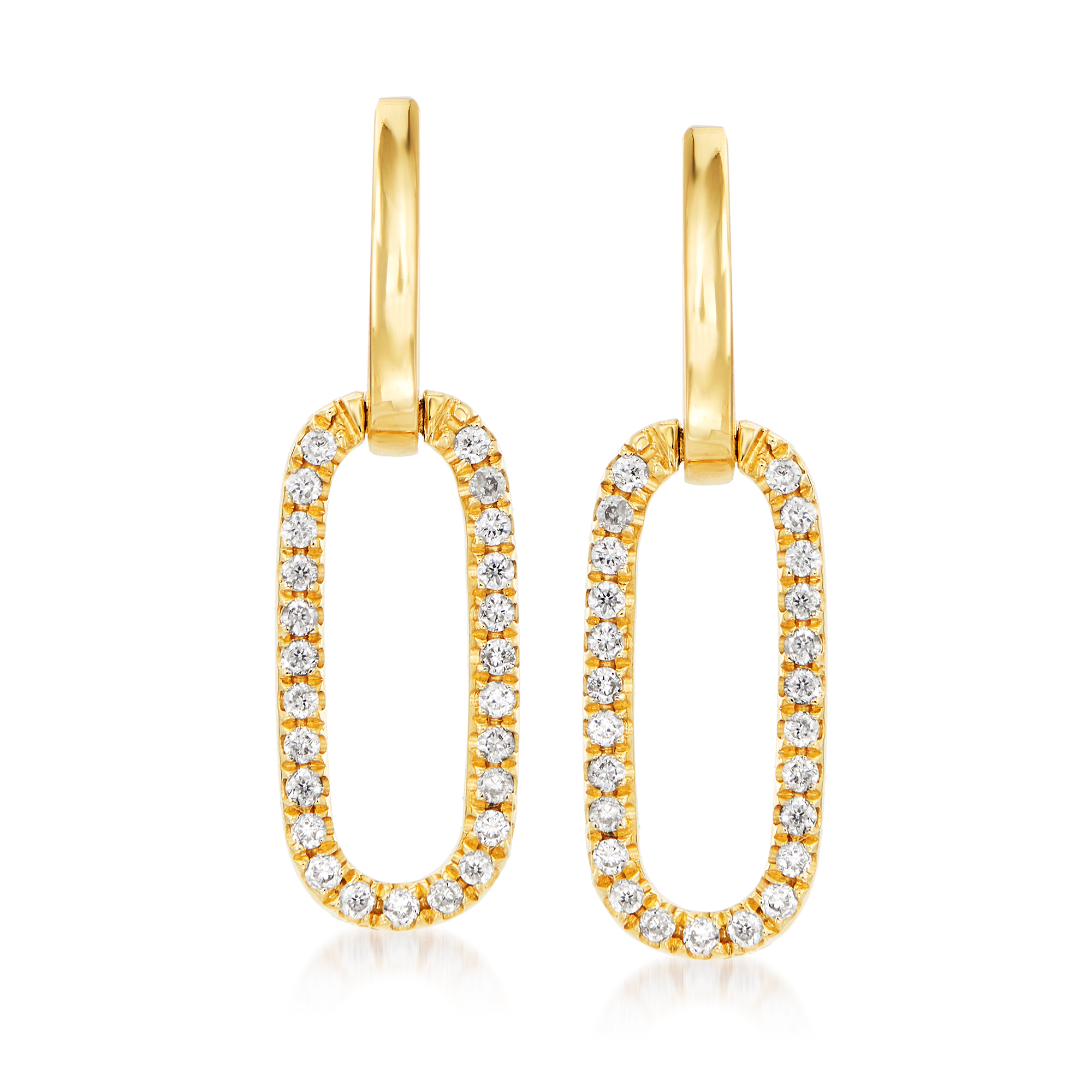 .15 ct. t.w. Diamond Paper Clip Link Drop Earrings in 14kt Yellow Gold