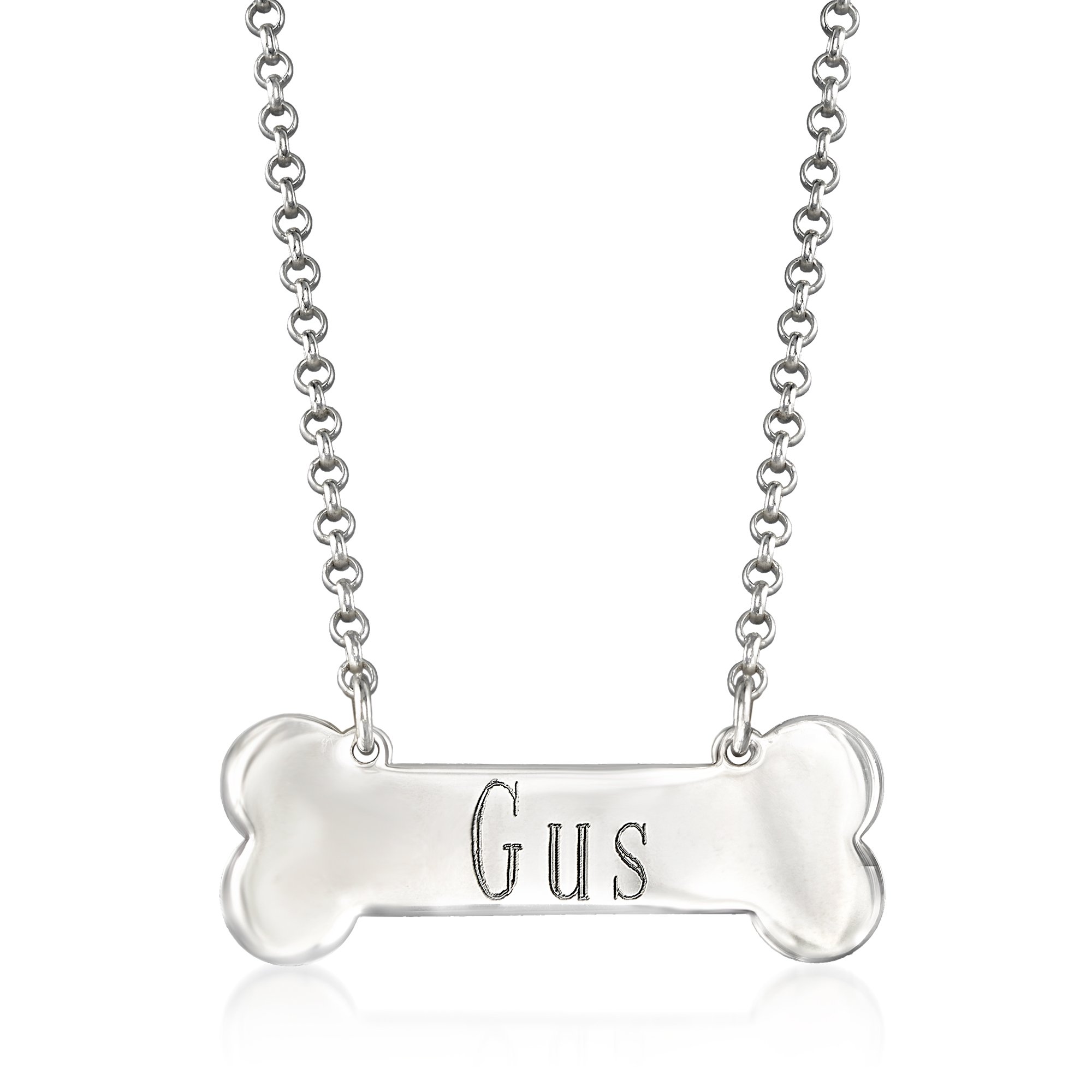 Sterling Silver Personalized Dog Bone Necklace