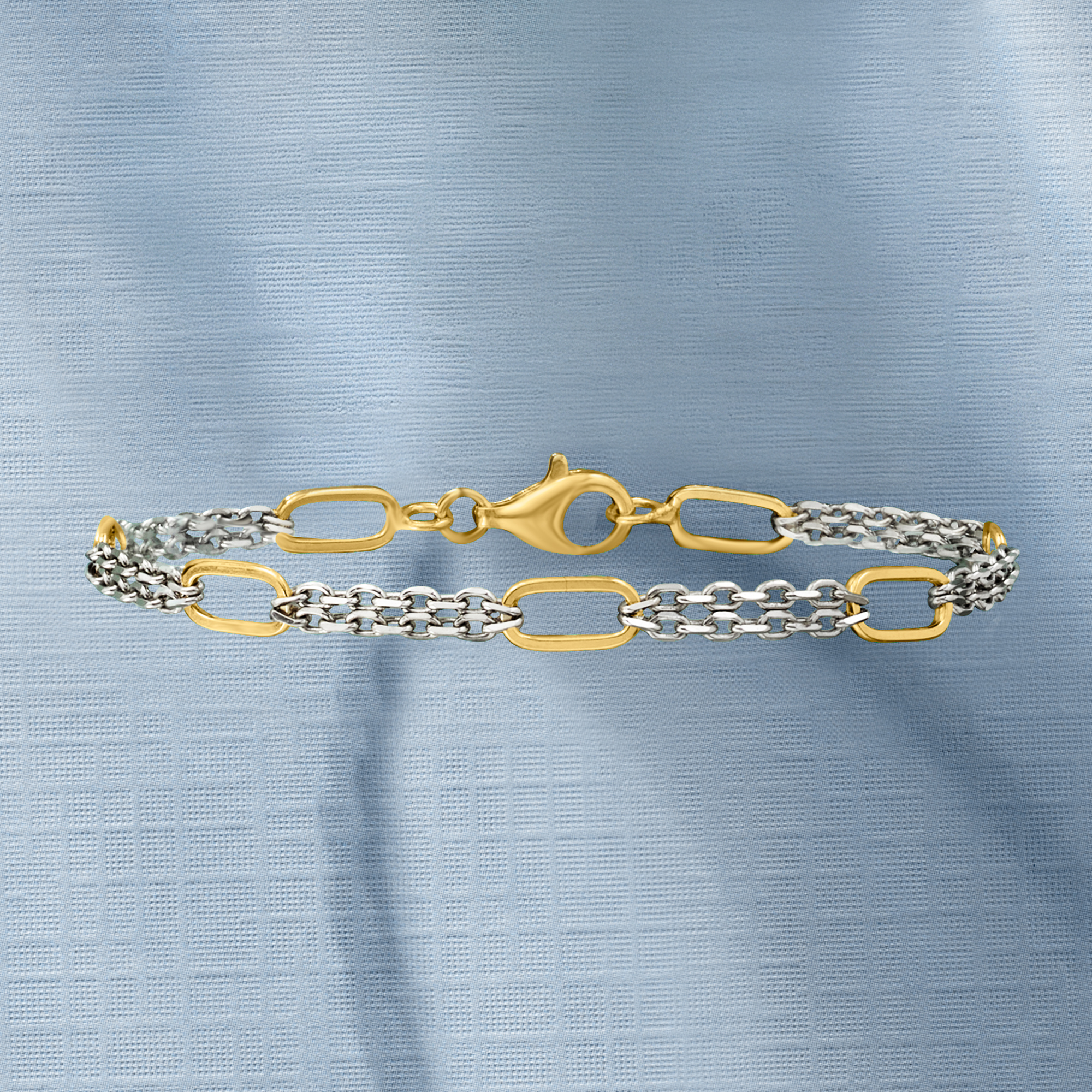 Sterling Silver and 18kt Gold Over Sterling Cable and Paper Clip