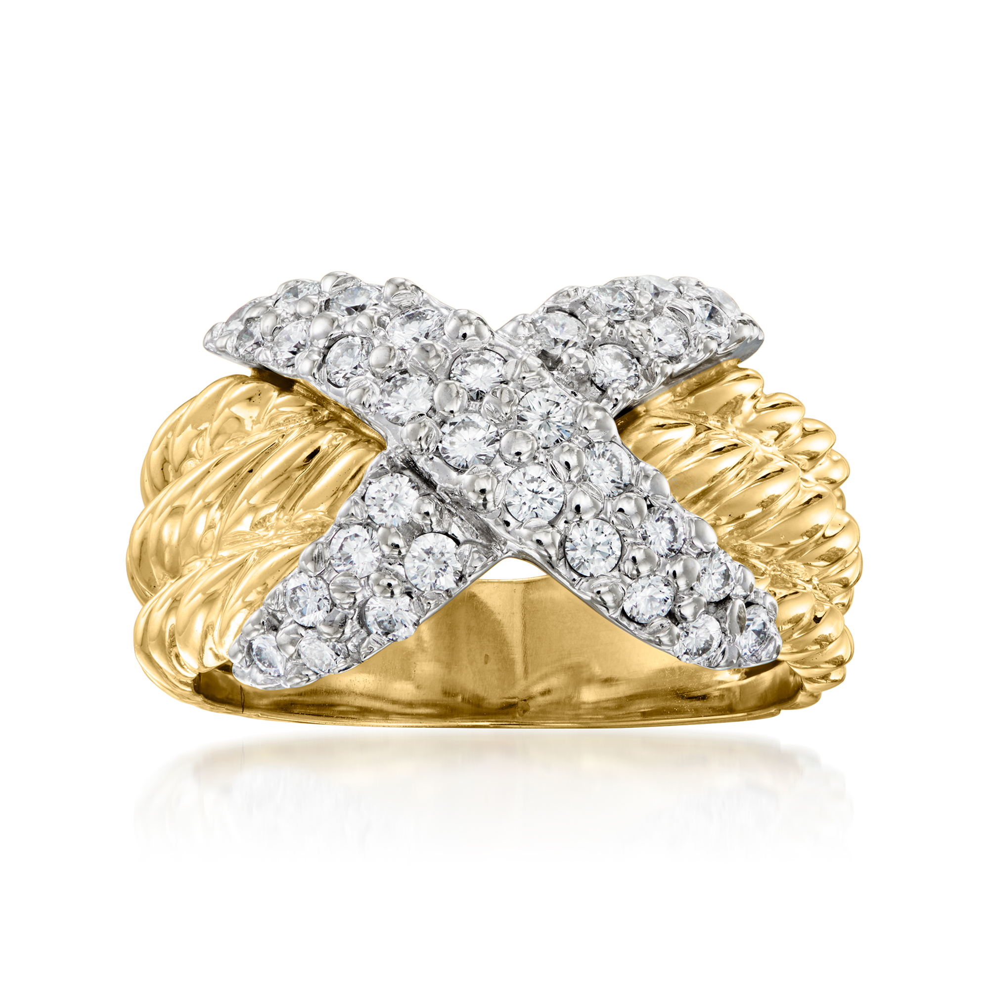 C. 1990 Vintage David Yurman .90 ct. t.w. Diamond X Ring in 18kt