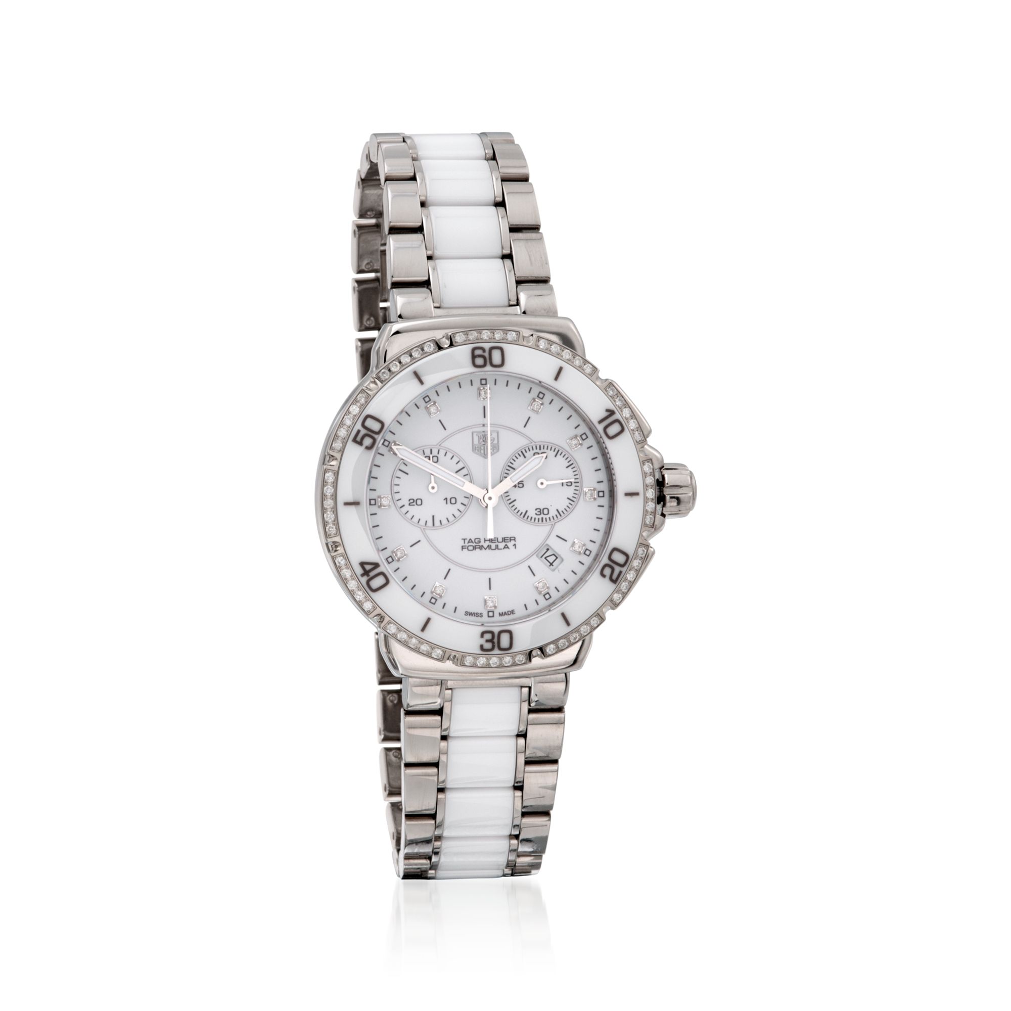 tag white ceramic watch